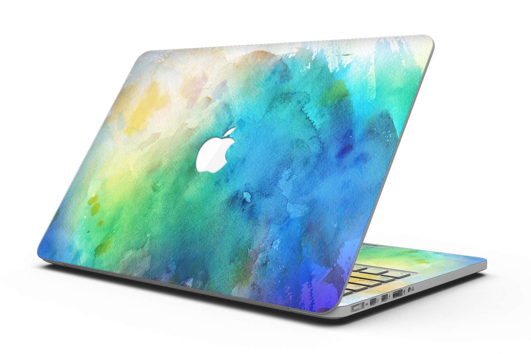 Blushed 493 Absorbed Watercolor Texture skin for MacBook Pro with Retina Display, showcasing vibrant colors and a sleek design.