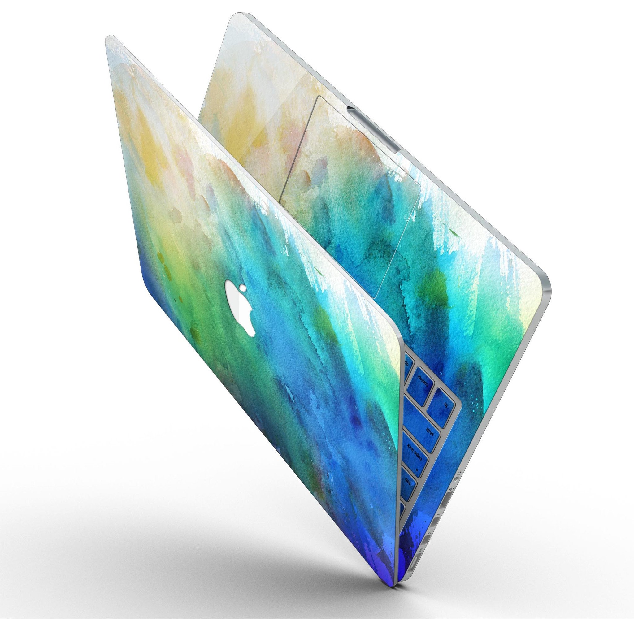 Blushed 493 Absorbed Watercolor Texture skin for MacBook Pro with Retina Display, showcasing vibrant colors and a sleek design.