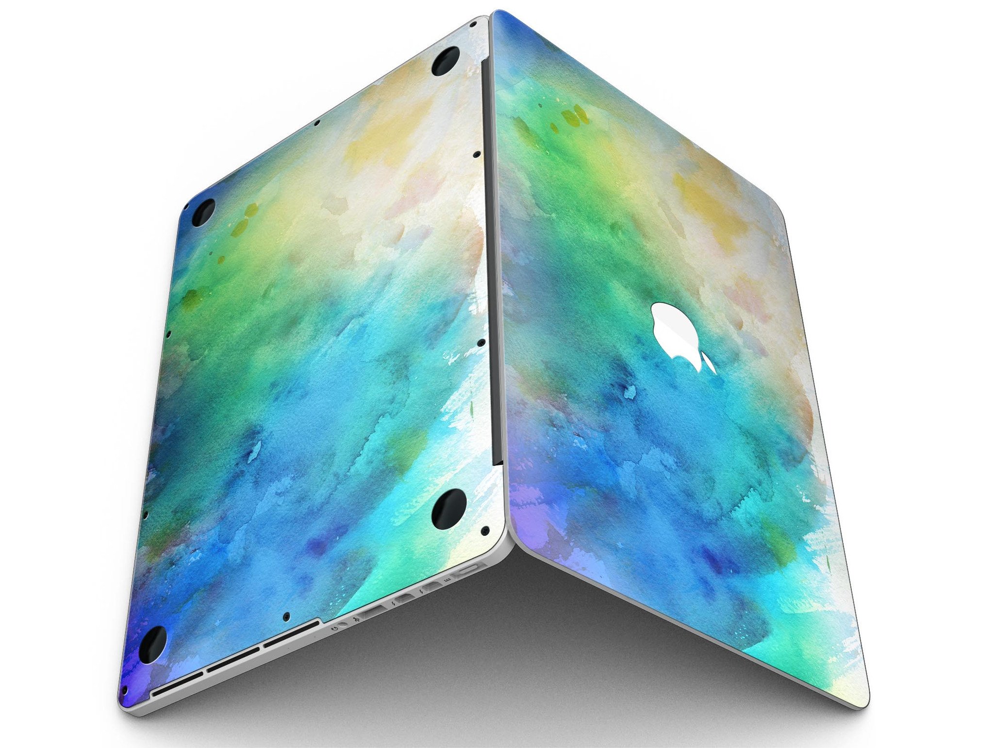 Blushed 493 Absorbed Watercolor Texture skin for MacBook Pro with Retina Display, showcasing vibrant colors and a sleek design.