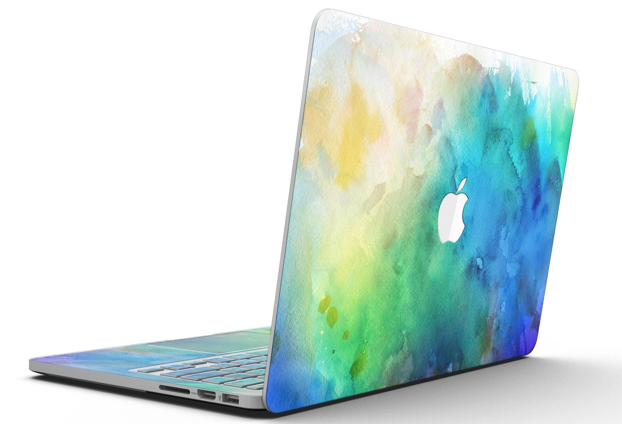 Blushed 493 Absorbed Watercolor Texture skin for MacBook Pro with Retina Display, showcasing vibrant colors and a sleek design.