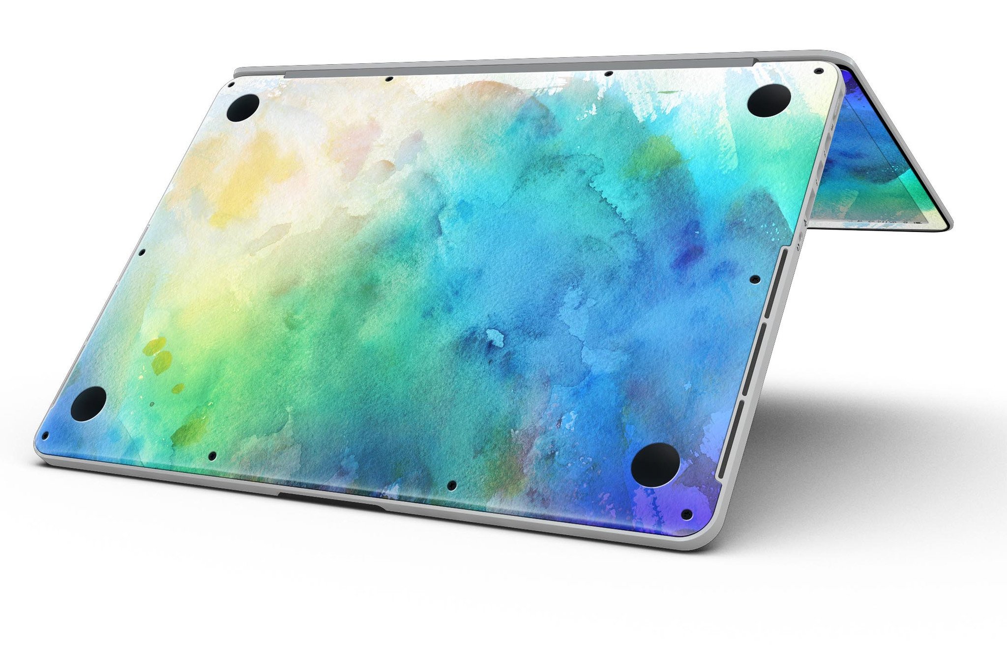 Blushed 493 Absorbed Watercolor Texture skin for MacBook Pro with Retina Display, showcasing vibrant colors and a sleek design.