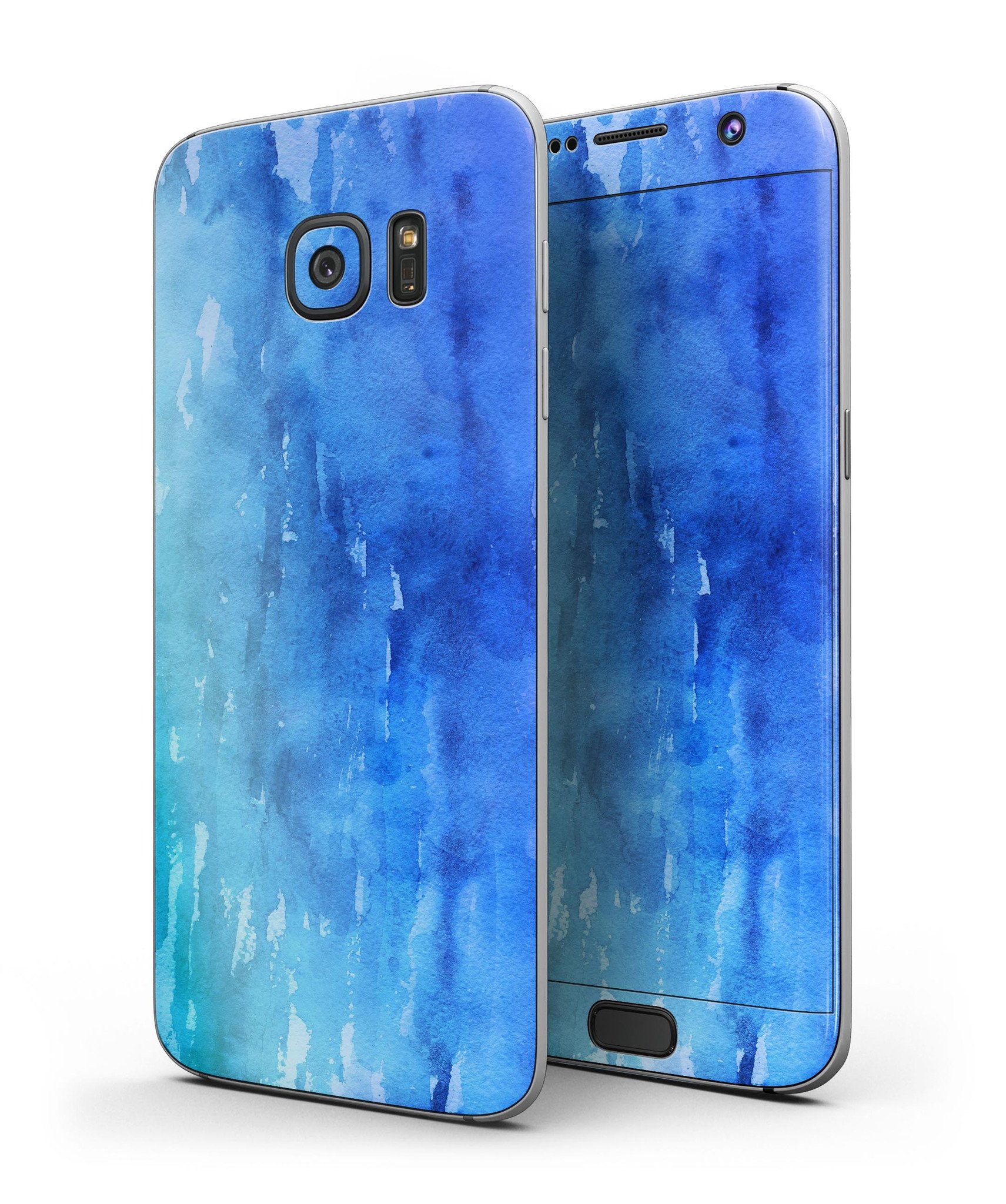 Blushed Blue 44 Absorbed Watercolor Texture skin for Samsung Galaxy S7, showcasing vibrant colors and a stylish design.