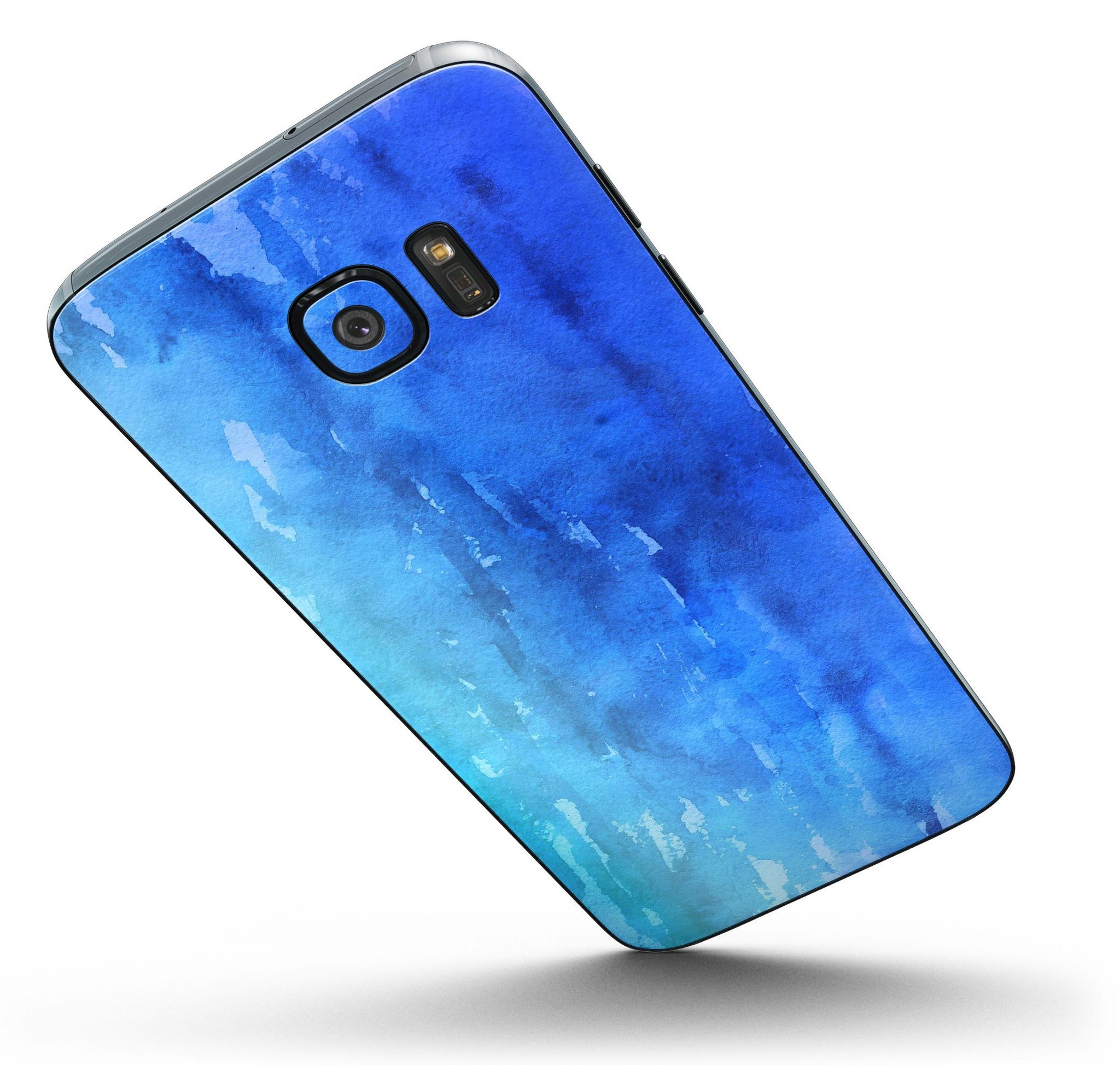 Blushed Blue 44 Absorbed Watercolor Texture skin for Samsung Galaxy S7, showcasing vibrant colors and a stylish design.