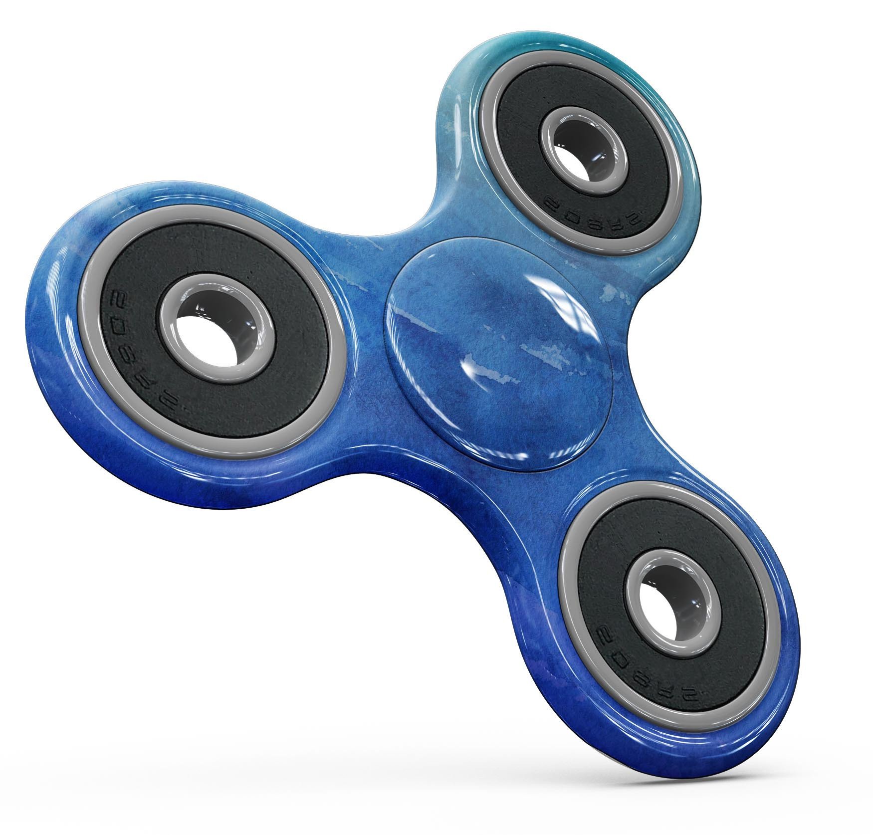 Blushed Blue 44 Absorbed Watercolor Texture skin for fidget spinner, showcasing vibrant colors and a smooth finish.