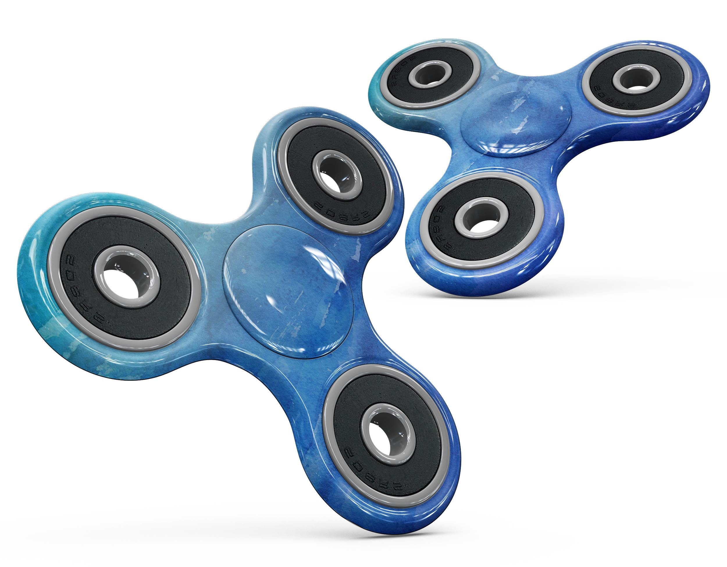 Blushed Blue 44 Absorbed Watercolor Texture skin for fidget spinner, showcasing vibrant colors and a smooth finish.
