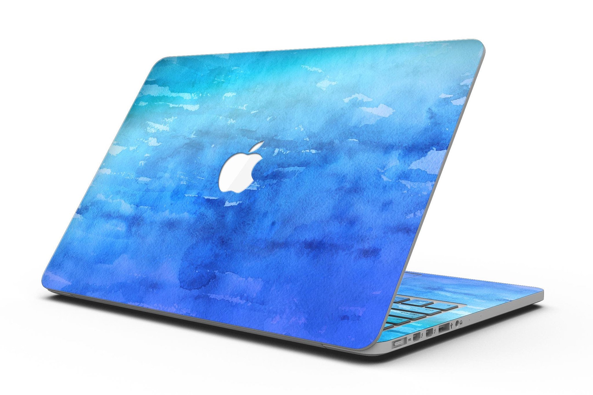 Blushed Blue 44 Absorbed Watercolor Texture skin for MacBook Pro with Retina Display, showcasing vibrant colors and a sleek design.