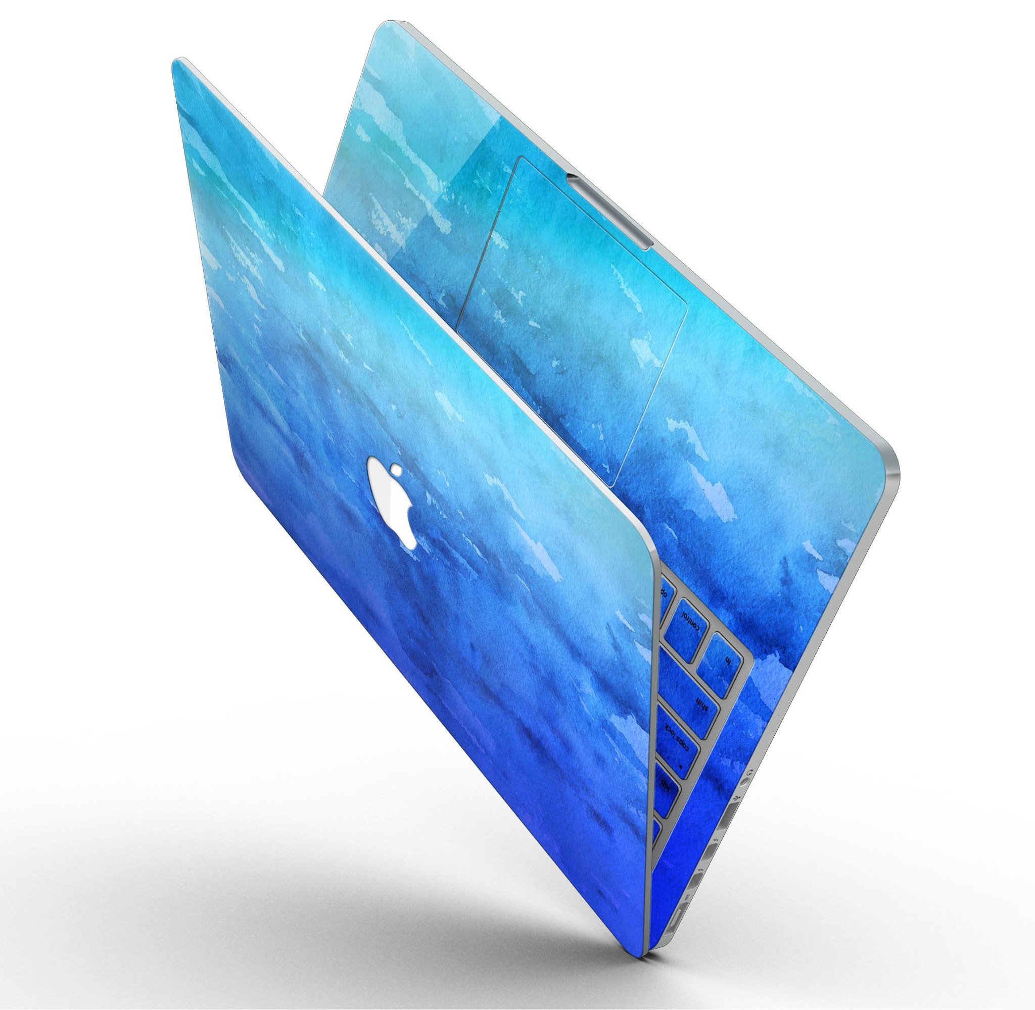 Blushed Blue 44 Absorbed Watercolor Texture skin for MacBook Pro with Retina Display, showcasing vibrant colors and a sleek design.