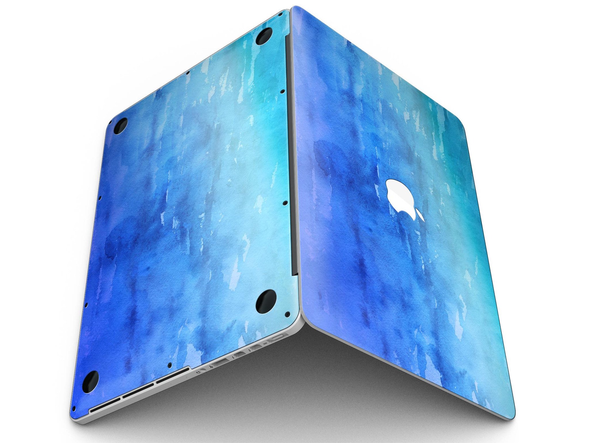 Blushed Blue 44 Absorbed Watercolor Texture skin for MacBook Pro with Retina Display, showcasing vibrant colors and a sleek design.