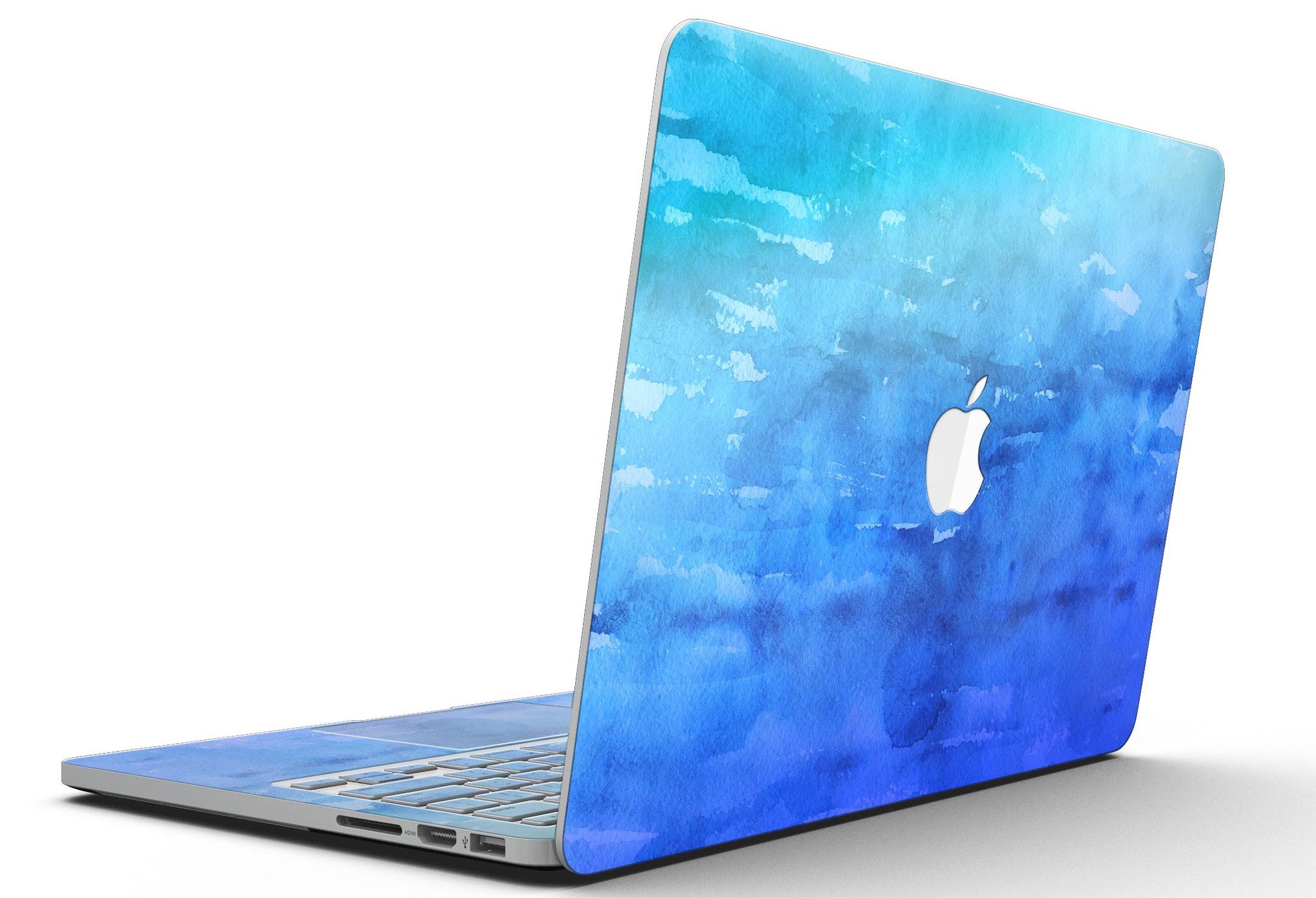 Blushed Blue 44 Absorbed Watercolor Texture skin for MacBook Pro with Retina Display, showcasing vibrant colors and a sleek design.