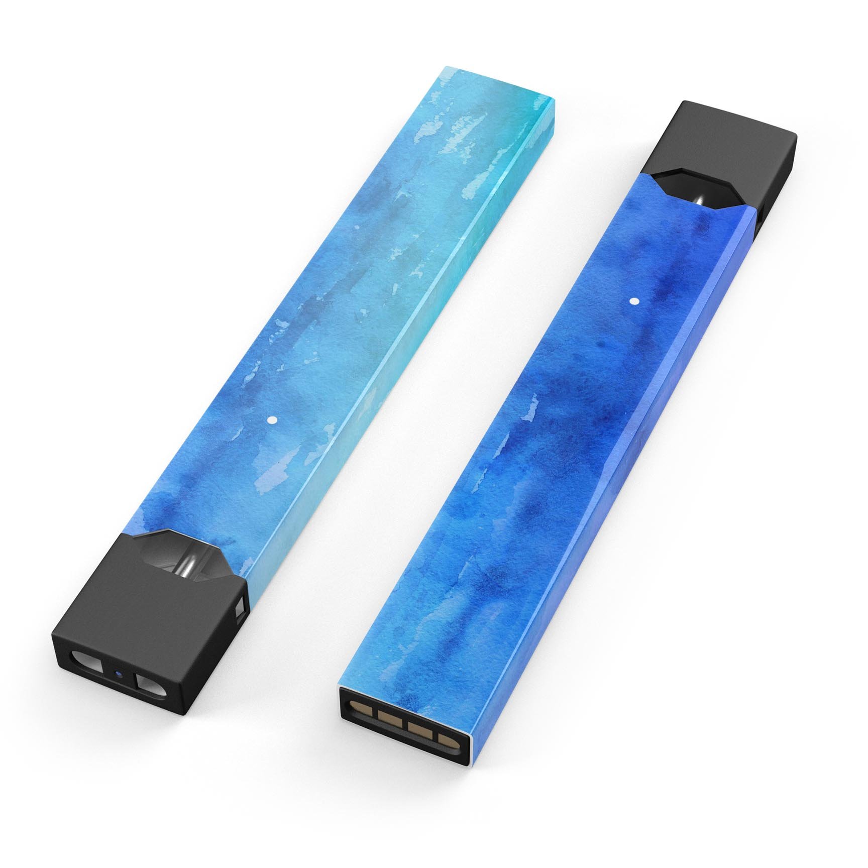 Blushed Blue 44 Absorbed Watercolor Texture decal for JUUL device, showcasing vibrant colors and a protective finish.
