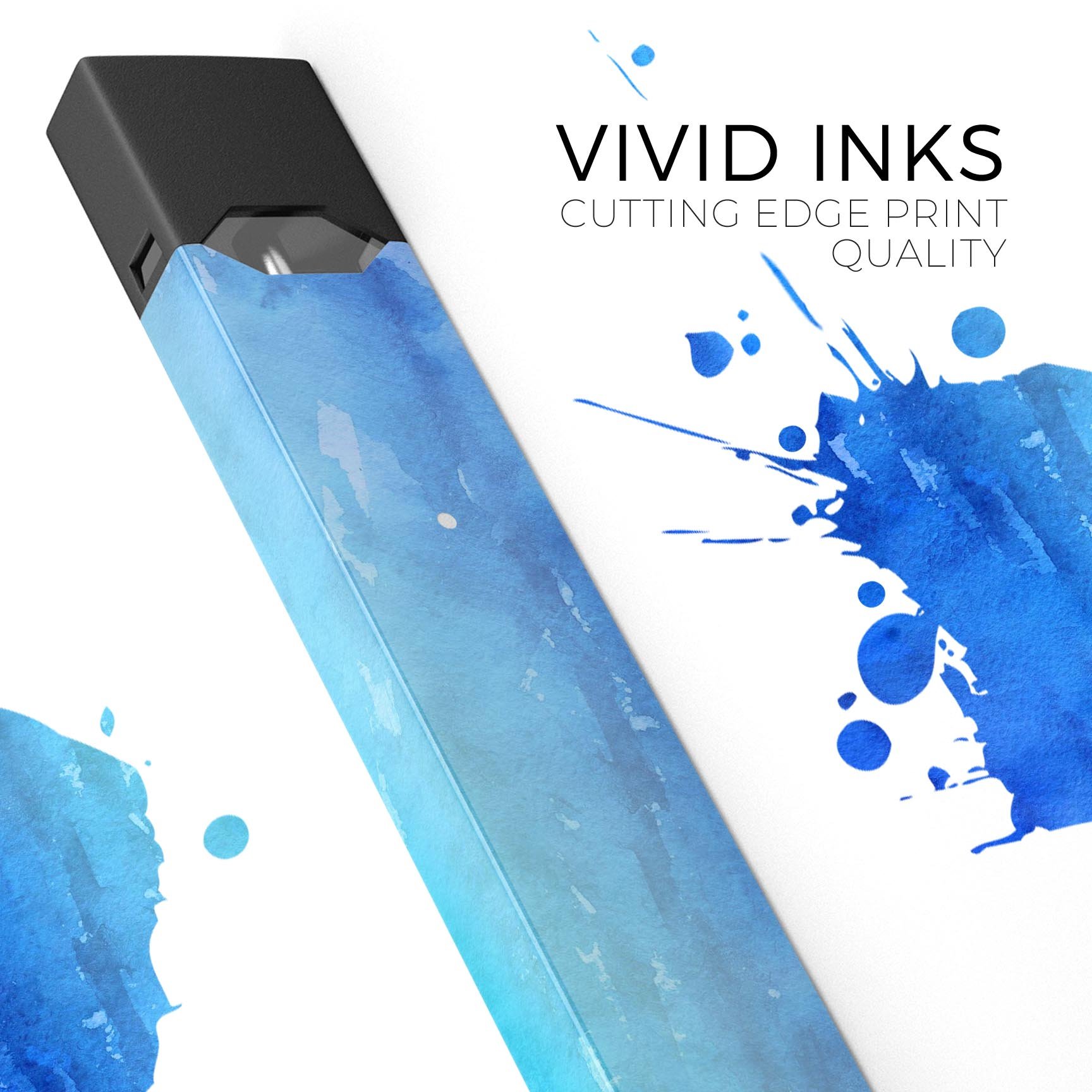 Blushed Blue 44 Absorbed Watercolor Texture decal for JUUL device, showcasing vibrant colors and a protective finish.