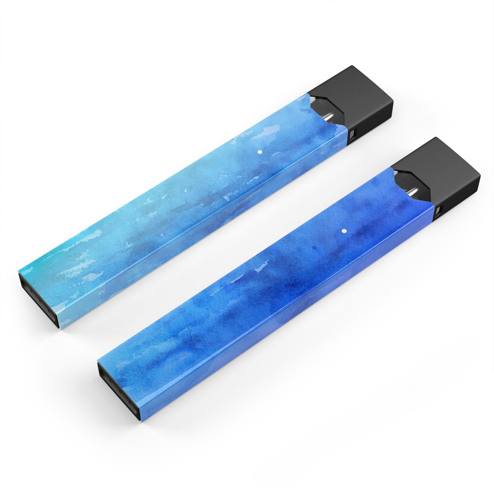Blushed Blue 44 Absorbed Watercolor Texture decal for JUUL device, showcasing vibrant colors and a protective finish.