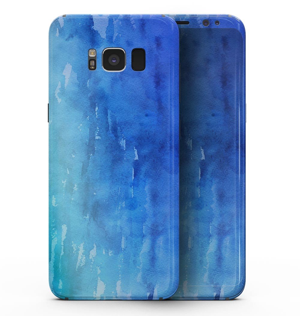 Blushed Blue 44 Absorbed Watercolor Texture skin for Samsung Galaxy S8, showcasing vibrant blue and pink watercolor design.