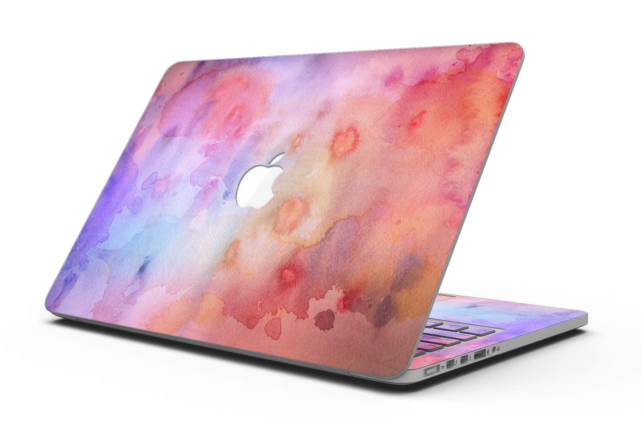 Blushed Blue 4224 Absorbed Watercolor Texture skin for MacBook Pro, showcasing vibrant colors and a stylish design.