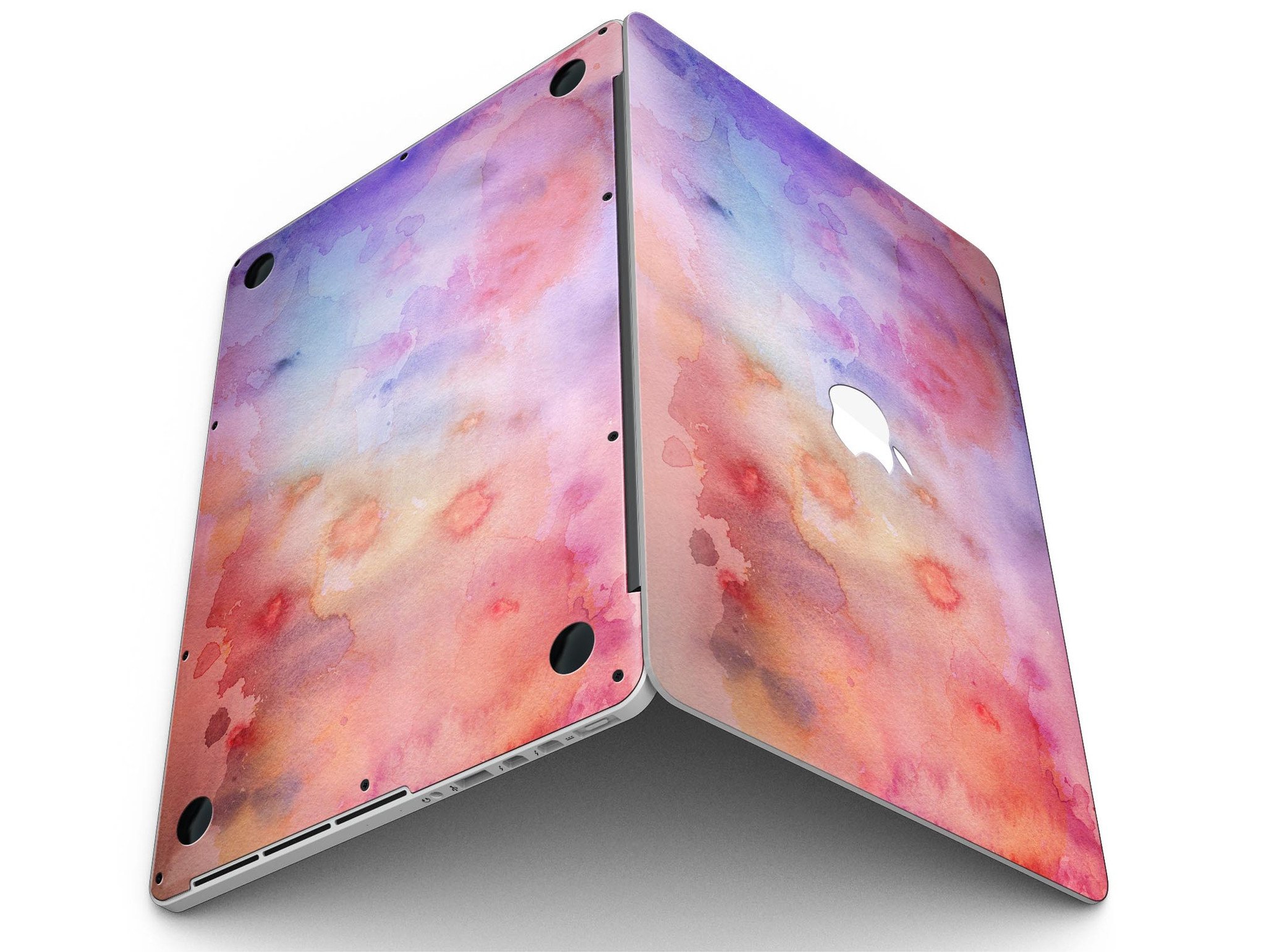 Blushed Blue 4224 Absorbed Watercolor Texture skin for MacBook Pro, showcasing vibrant colors and a stylish design.