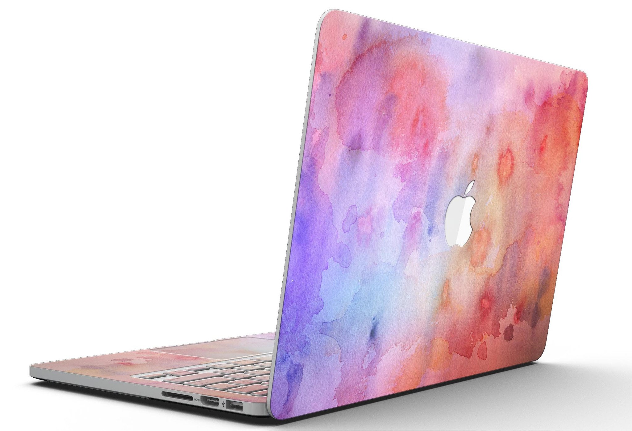 Blushed Blue 4224 Absorbed Watercolor Texture skin for MacBook Pro, showcasing vibrant colors and a stylish design.