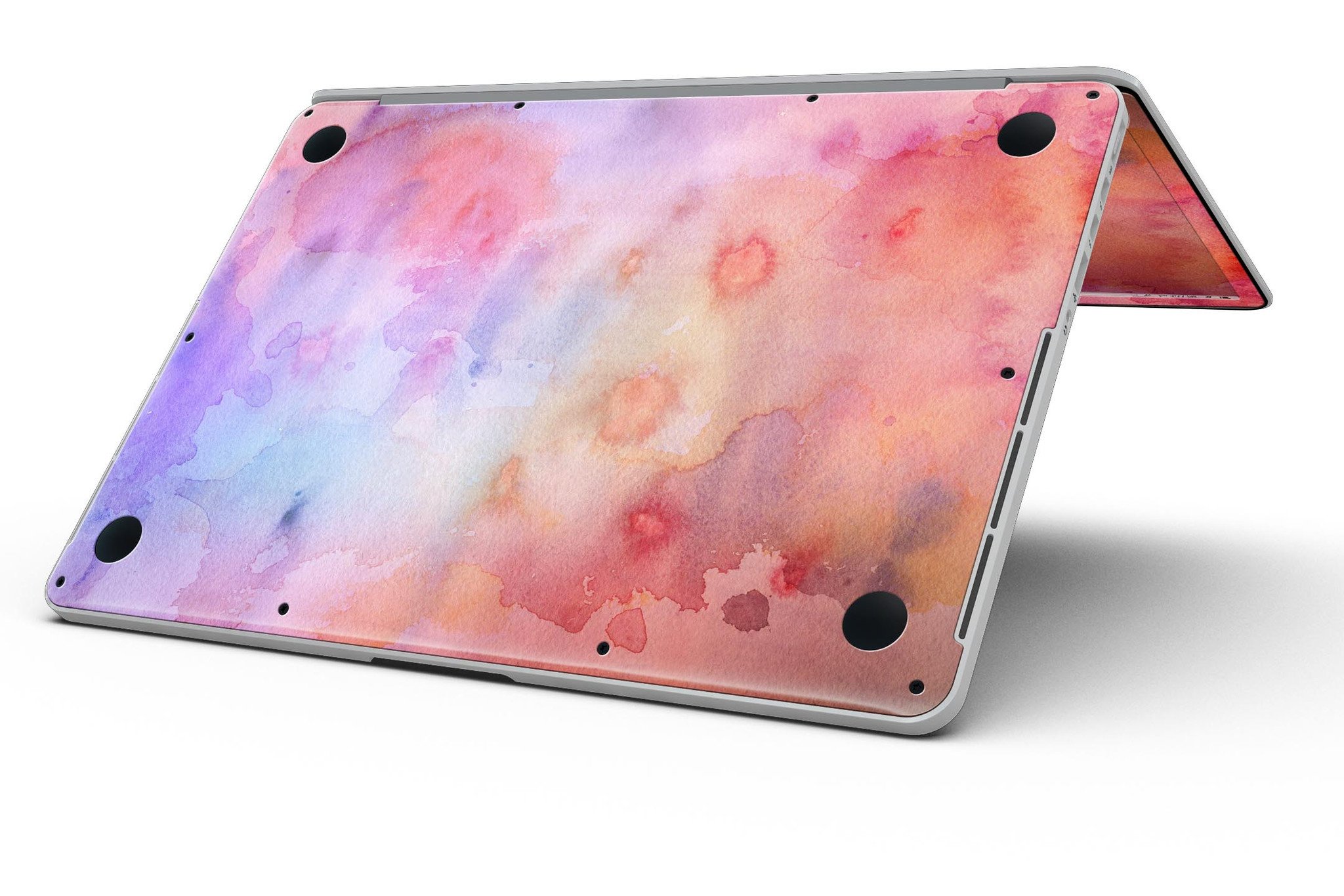 Blushed Blue 4224 Absorbed Watercolor Texture skin for MacBook Pro, showcasing vibrant colors and a stylish design.