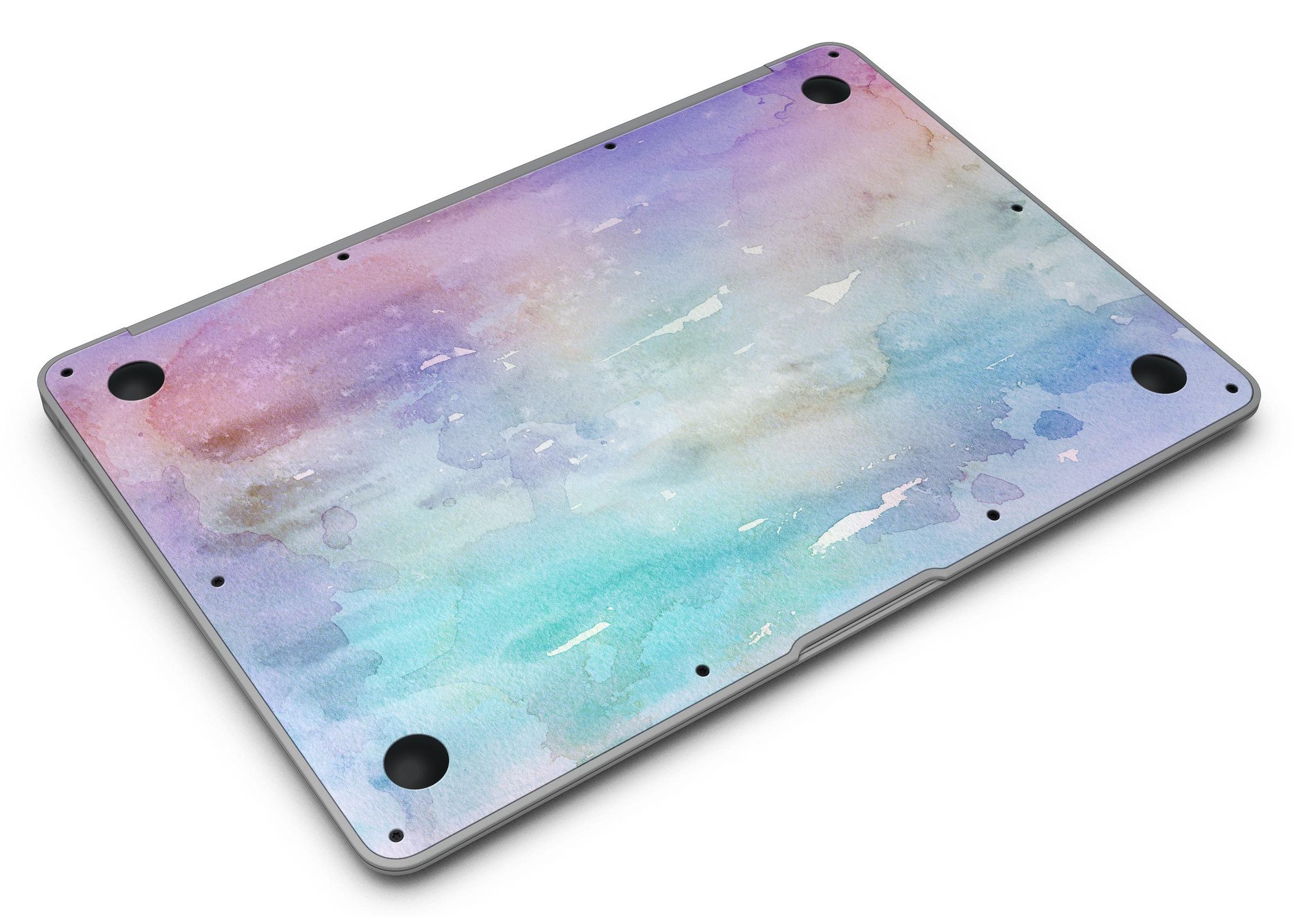 Blushed Blue to Mint 42 Watercolor Texture skin for MacBook Air, showcasing a vibrant and stylish design that protects the device.