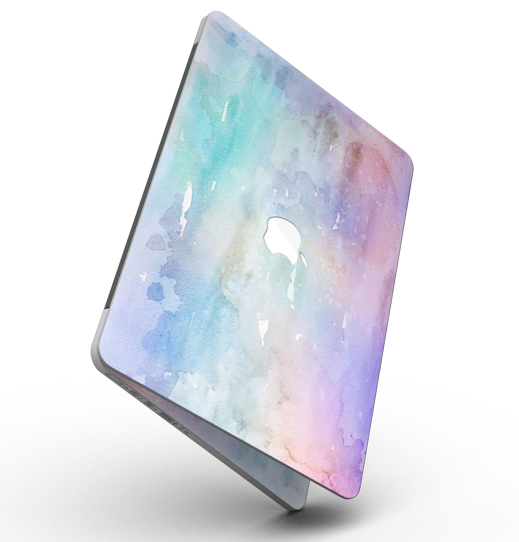 Blushed Blue to Mint 42 Watercolor Texture skin for MacBook Pro, showcasing vibrant colors and a stylish design.