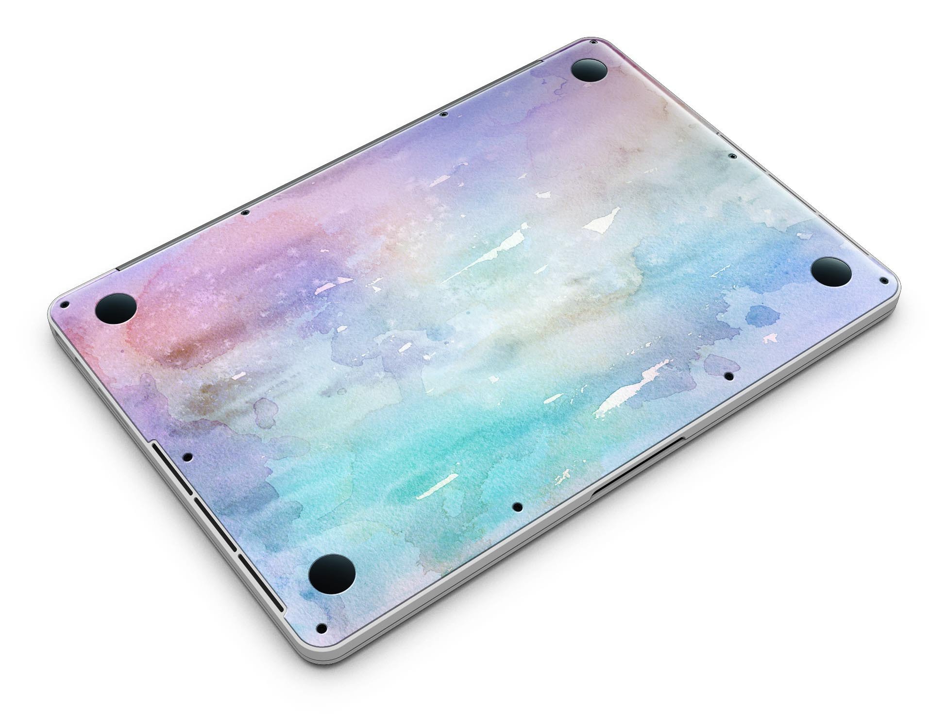 Blushed Blue to Mint 42 Watercolor Texture skin for MacBook Pro, showcasing vibrant colors and a stylish design.