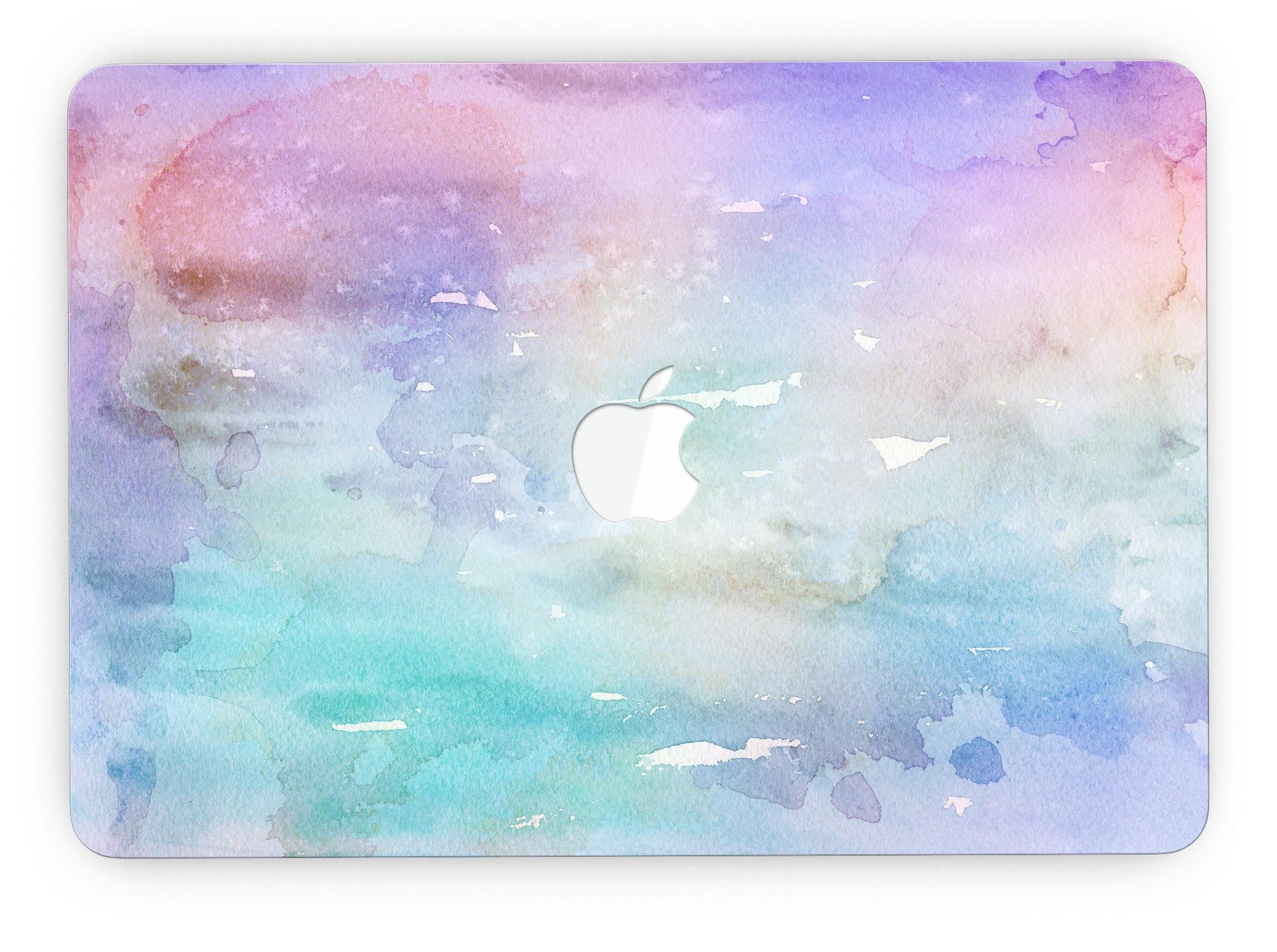 Blushed Blue to Mint 42 Watercolor Texture skin for MacBook Pro, showcasing vibrant colors and a stylish design.