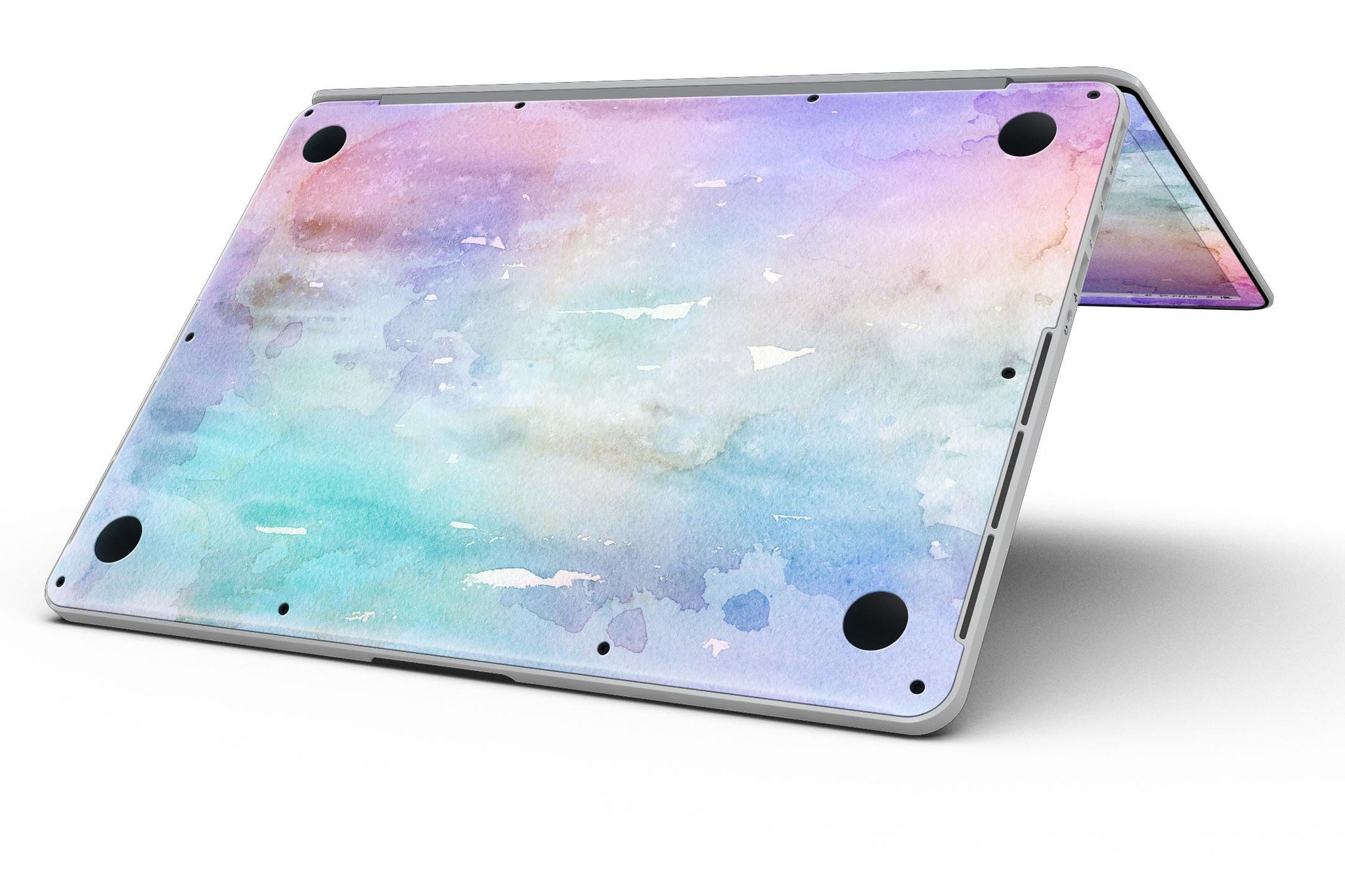 Blushed Blue to Mint 42 Watercolor Texture skin for MacBook Pro, showcasing vibrant colors and a stylish design.
