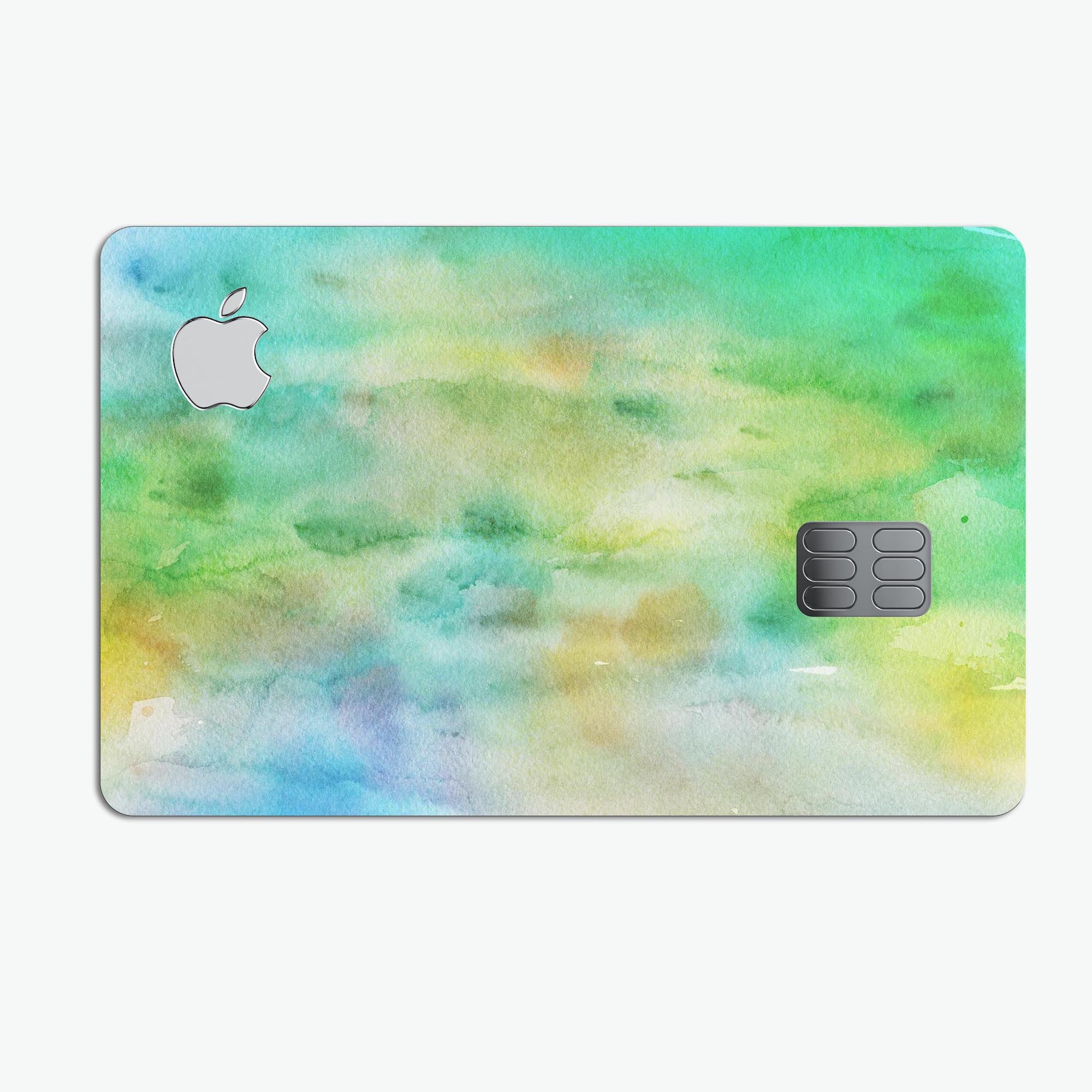 Blushed Green 32 Absorbed Watercolor Texture skin for Apple Card, showcasing its vibrant design and premium finish.