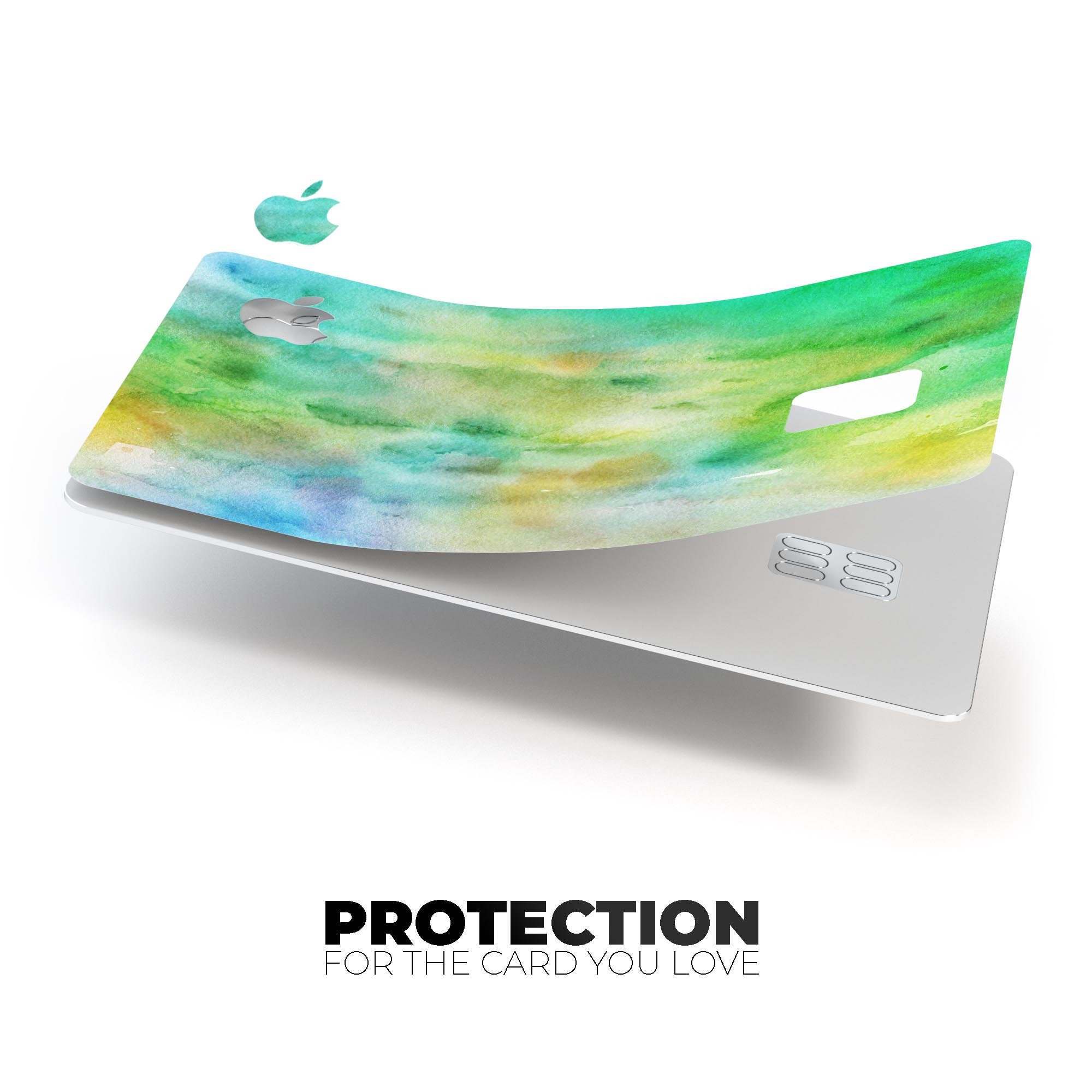 Blushed Green 32 Absorbed Watercolor Texture skin for Apple Card, showcasing its vibrant design and premium finish.