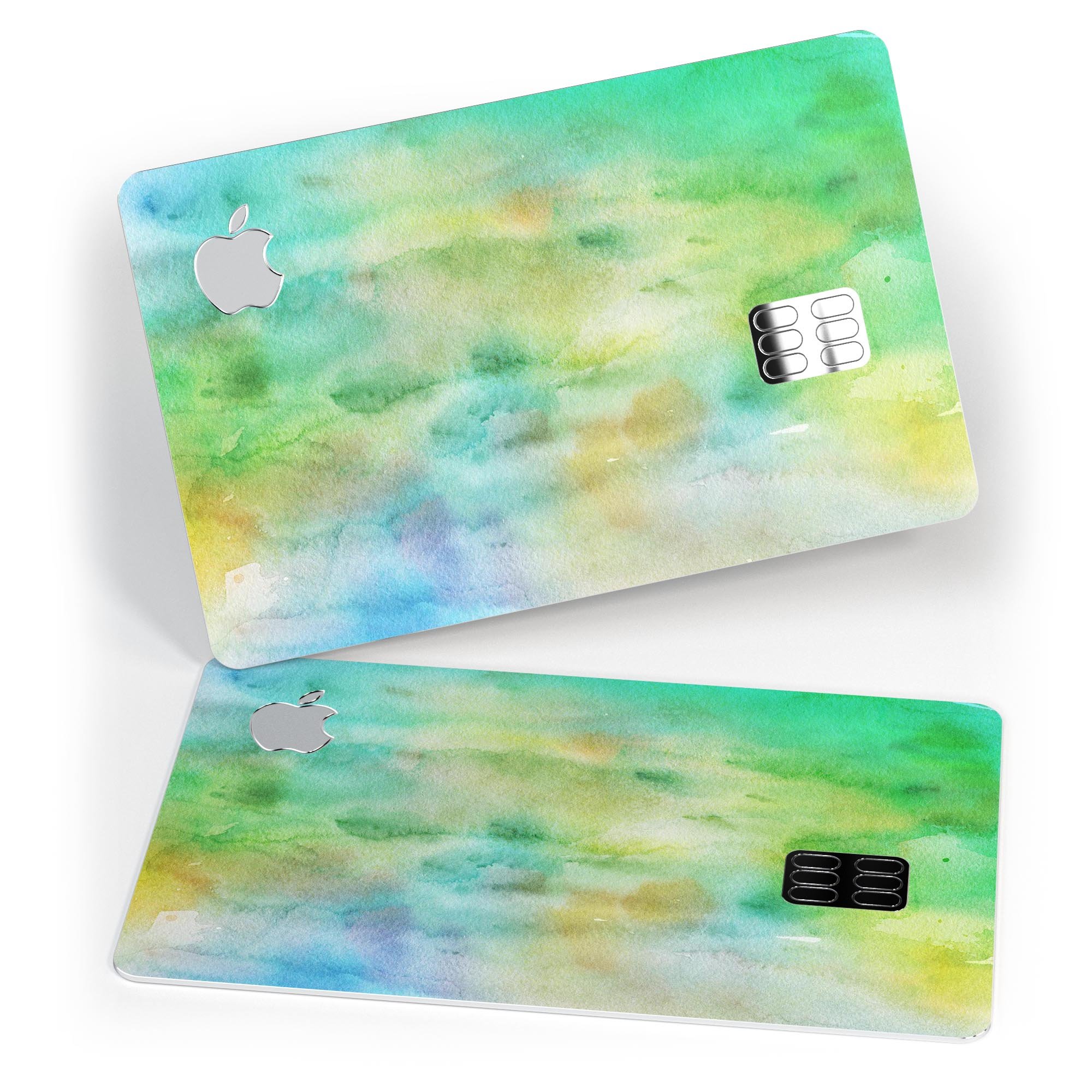 Blushed Green 32 Absorbed Watercolor Texture skin for Apple Card, showcasing its vibrant design and premium finish.