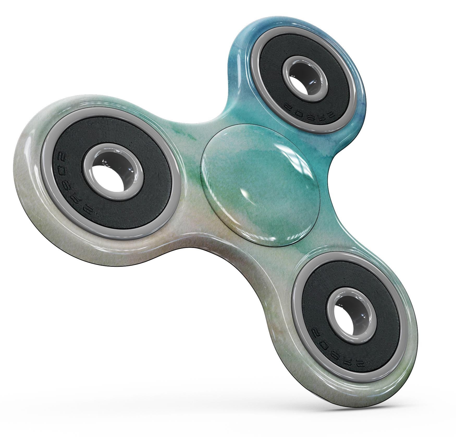 Blushed Mint 32 Absorbed Watercolor Texture skin for fidget spinner, showcasing vibrant colors and a unique design.