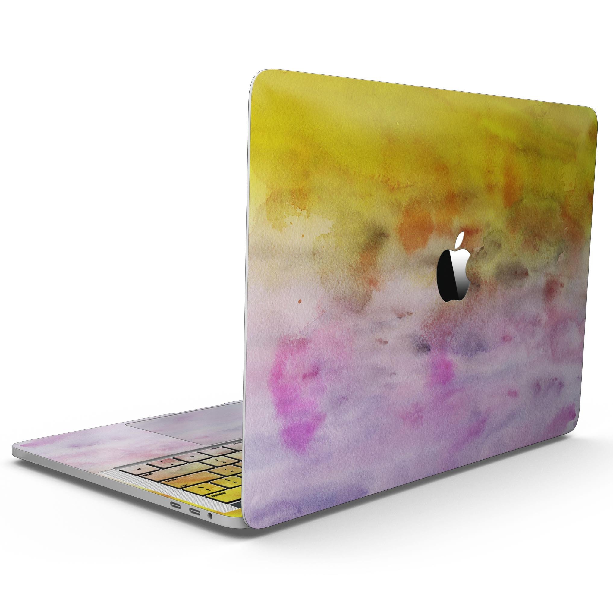 Blushed Pink Watercolor Texture skin for 13" MacBook Pro without Touch Bar, showcasing vibrant colors and a stylish design.