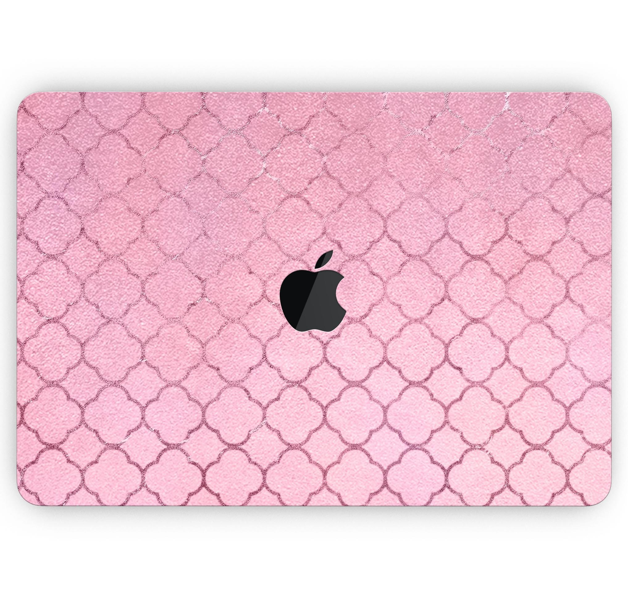 Blushed Pink Moroccan Pattern skin decal wrap kit for MacBook, showcasing a stylish design with a premium vinyl finish.