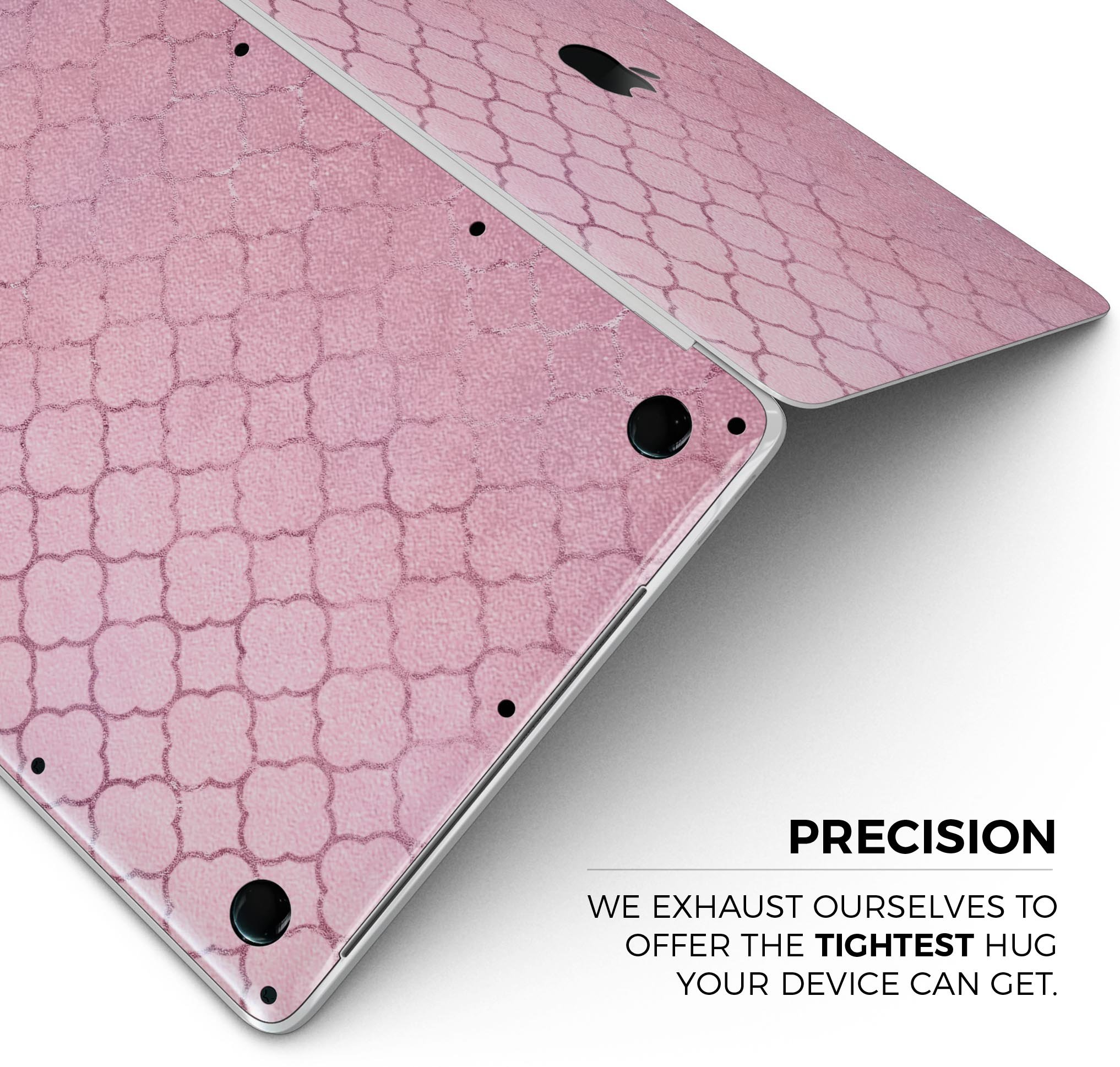 Blushed Pink Moroccan Pattern skin decal wrap kit for MacBook, showcasing a stylish design with a premium vinyl finish.