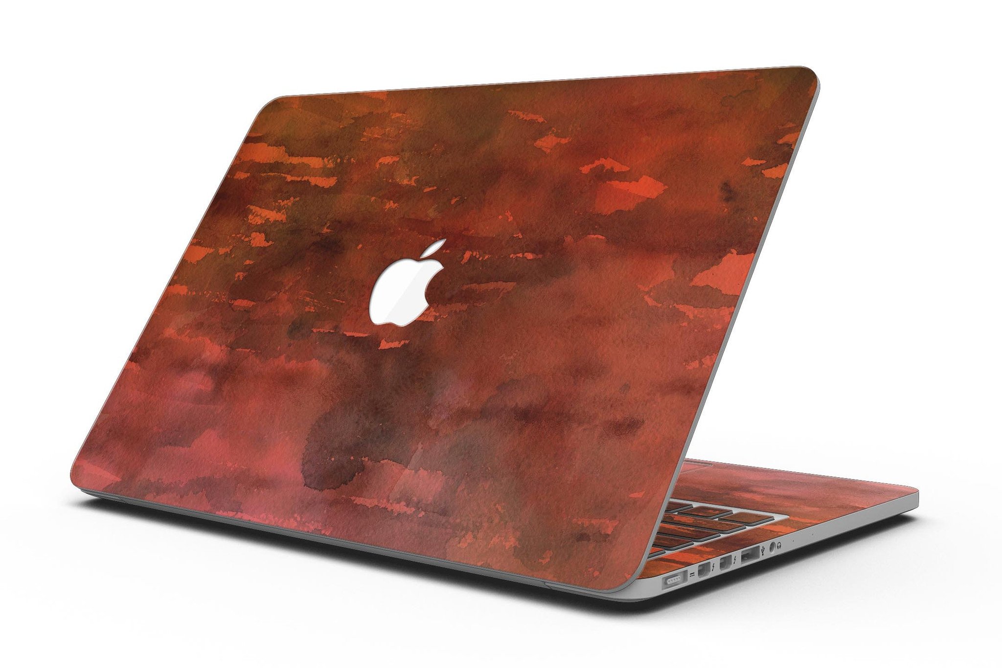Blushed Red Absorbed Watercolor Texture skin for MacBook Pro with Retina Display, showcasing vibrant colors and a sleek design.