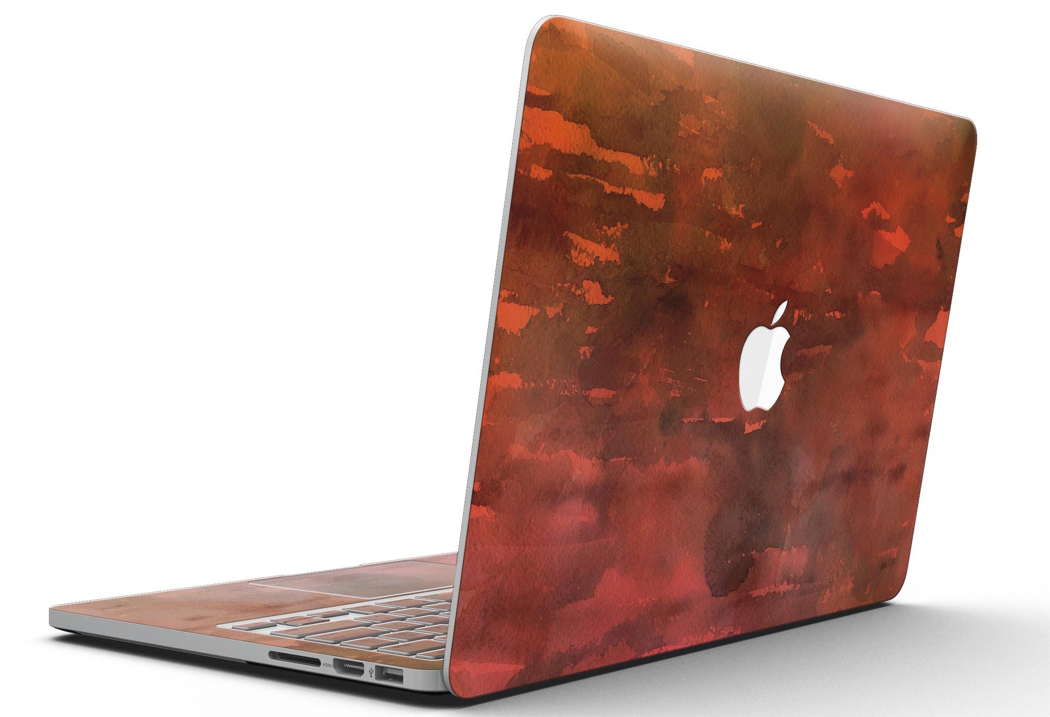 Blushed Red Absorbed Watercolor Texture skin for MacBook Pro with Retina Display, showcasing vibrant colors and a sleek design.