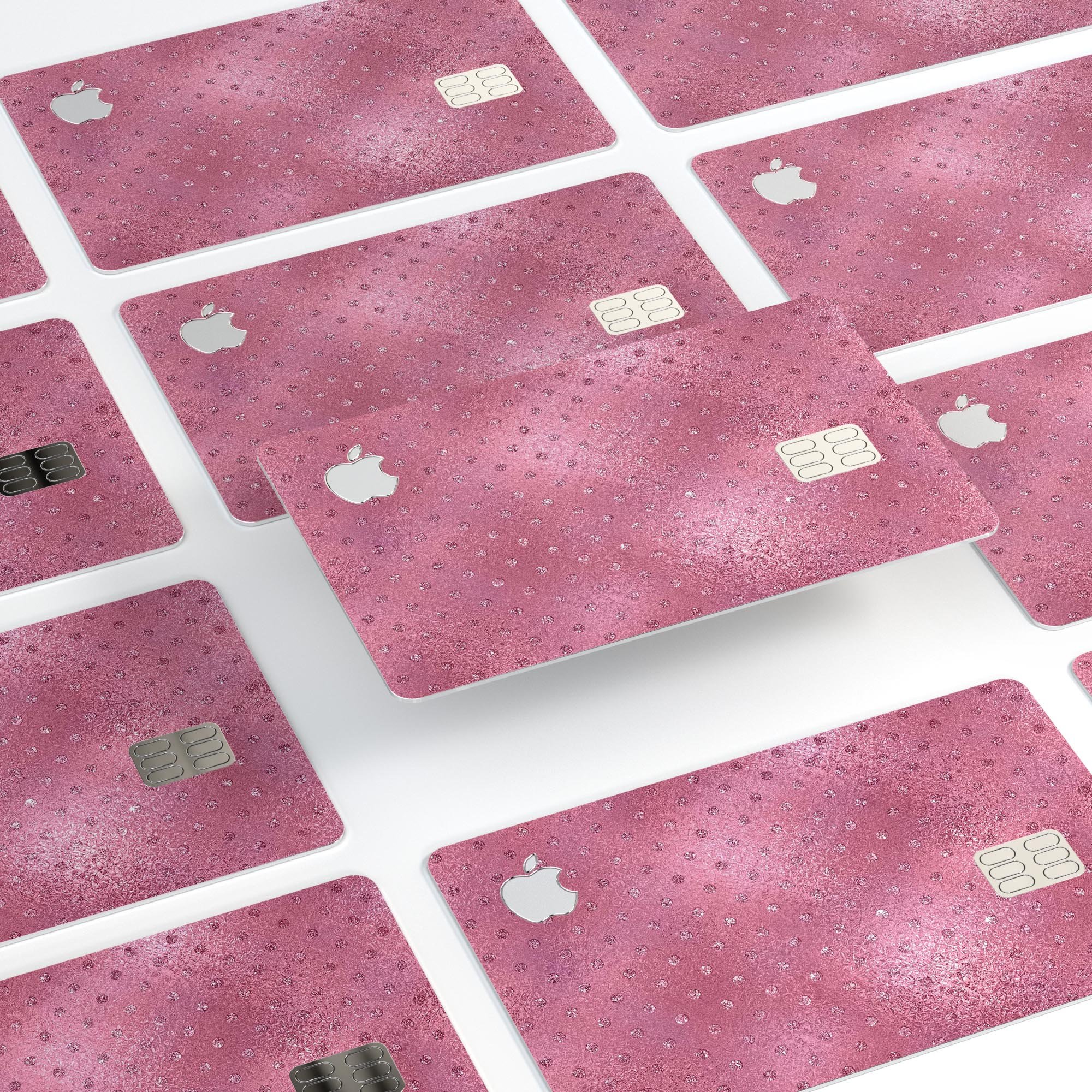 Blushed Rose Premium Protective Decal with Glitter Polkadots for Apple Card, showcasing its stylish design and premium quality.