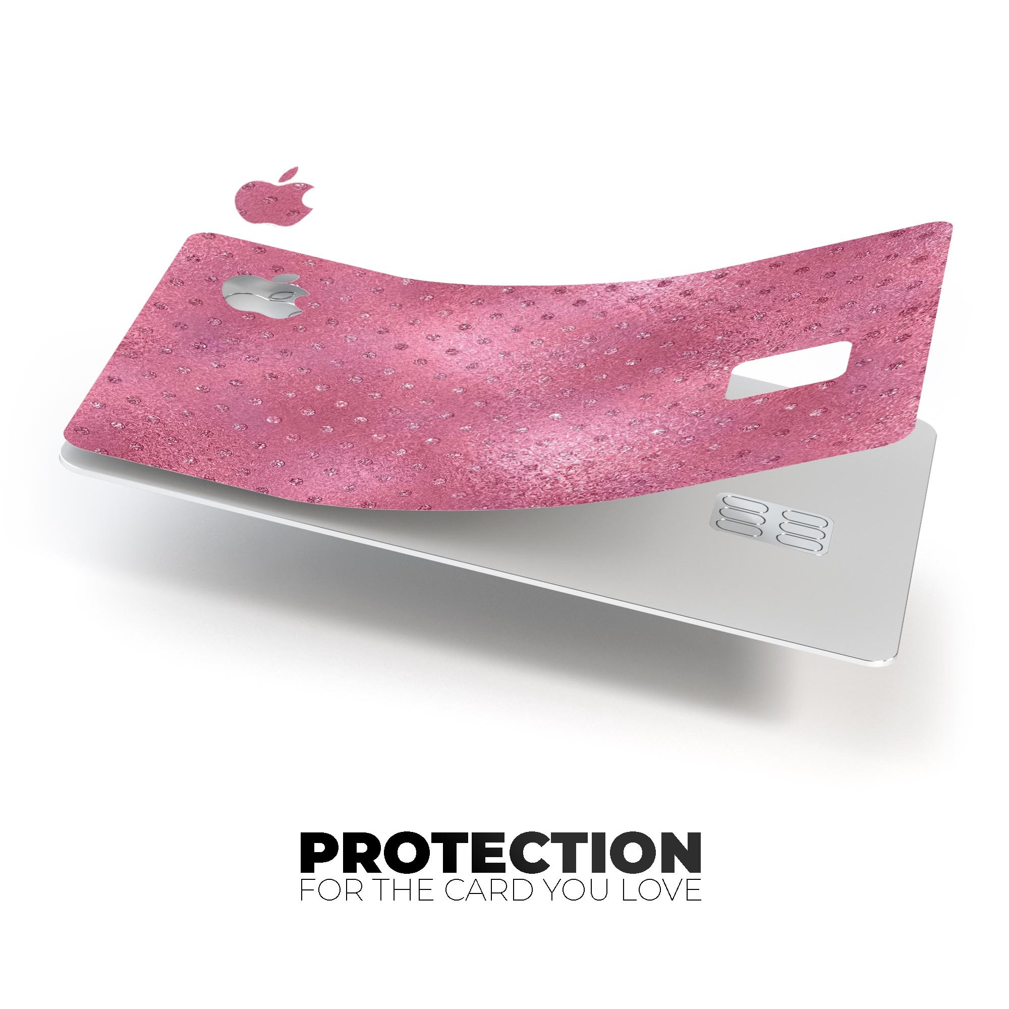 Blushed Rose Premium Protective Decal with Glitter Polkadots for Apple Card, showcasing its stylish design and premium quality.