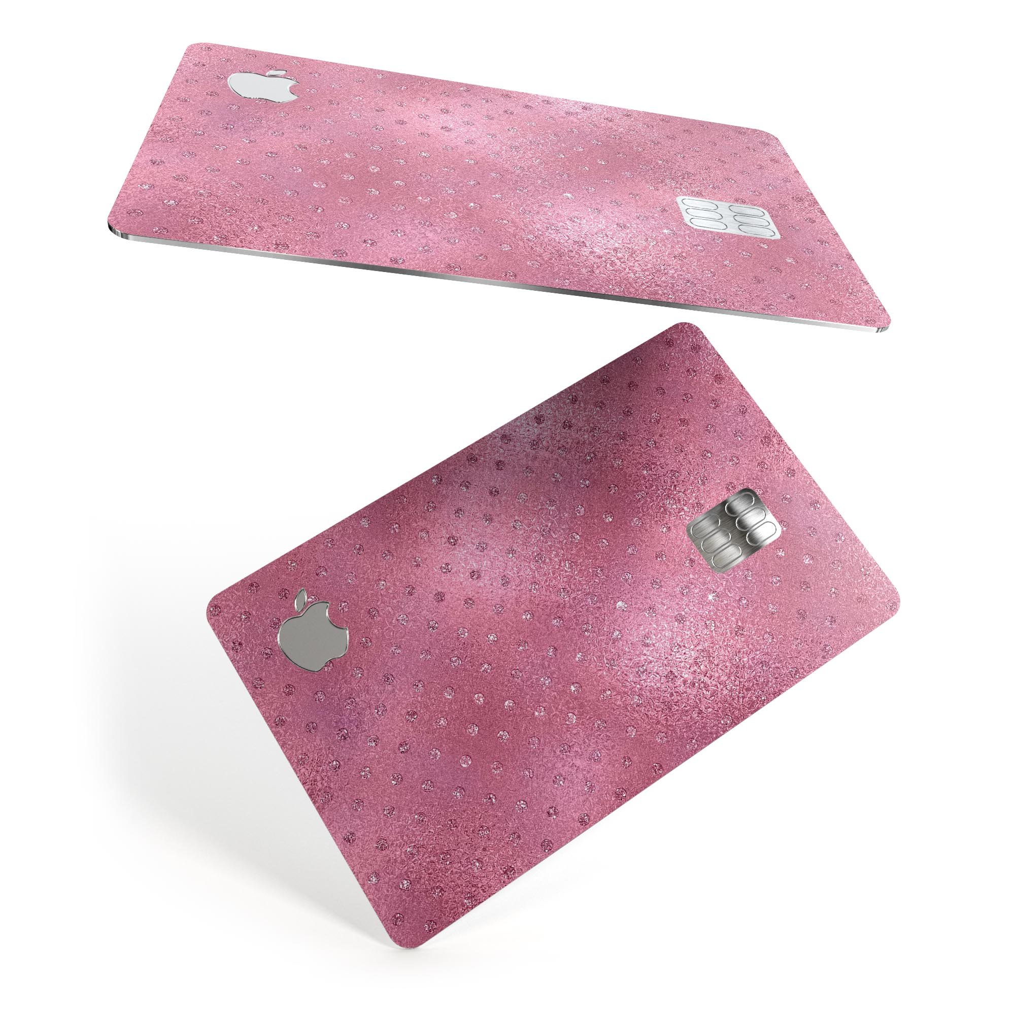 Blushed Rose Premium Protective Decal with Glitter Polkadots for Apple Card, showcasing its stylish design and premium quality.