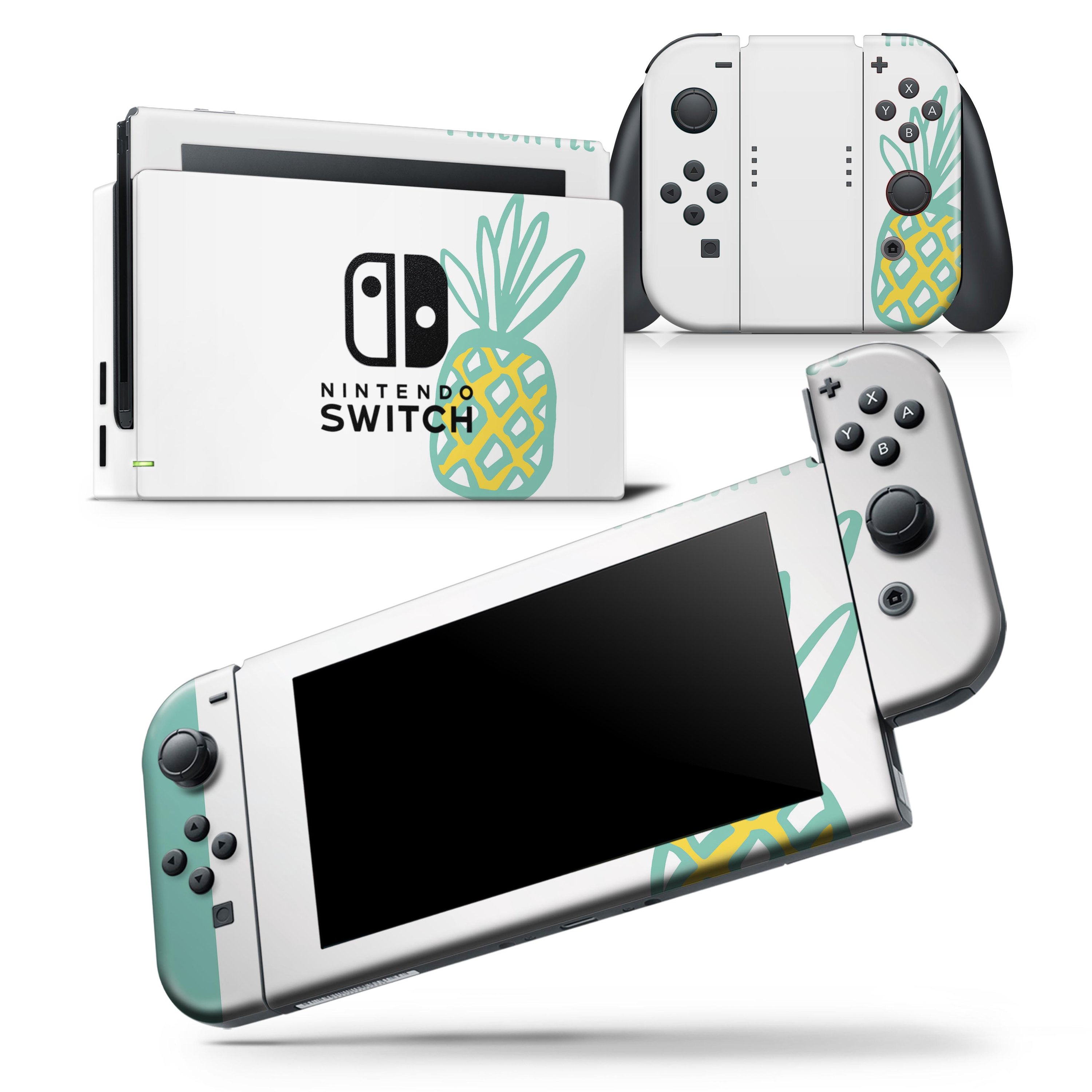 Bold Mint Pineapple skin wrap decal for Nintendo Switch Lite, showcasing vibrant colors and a sleek design.