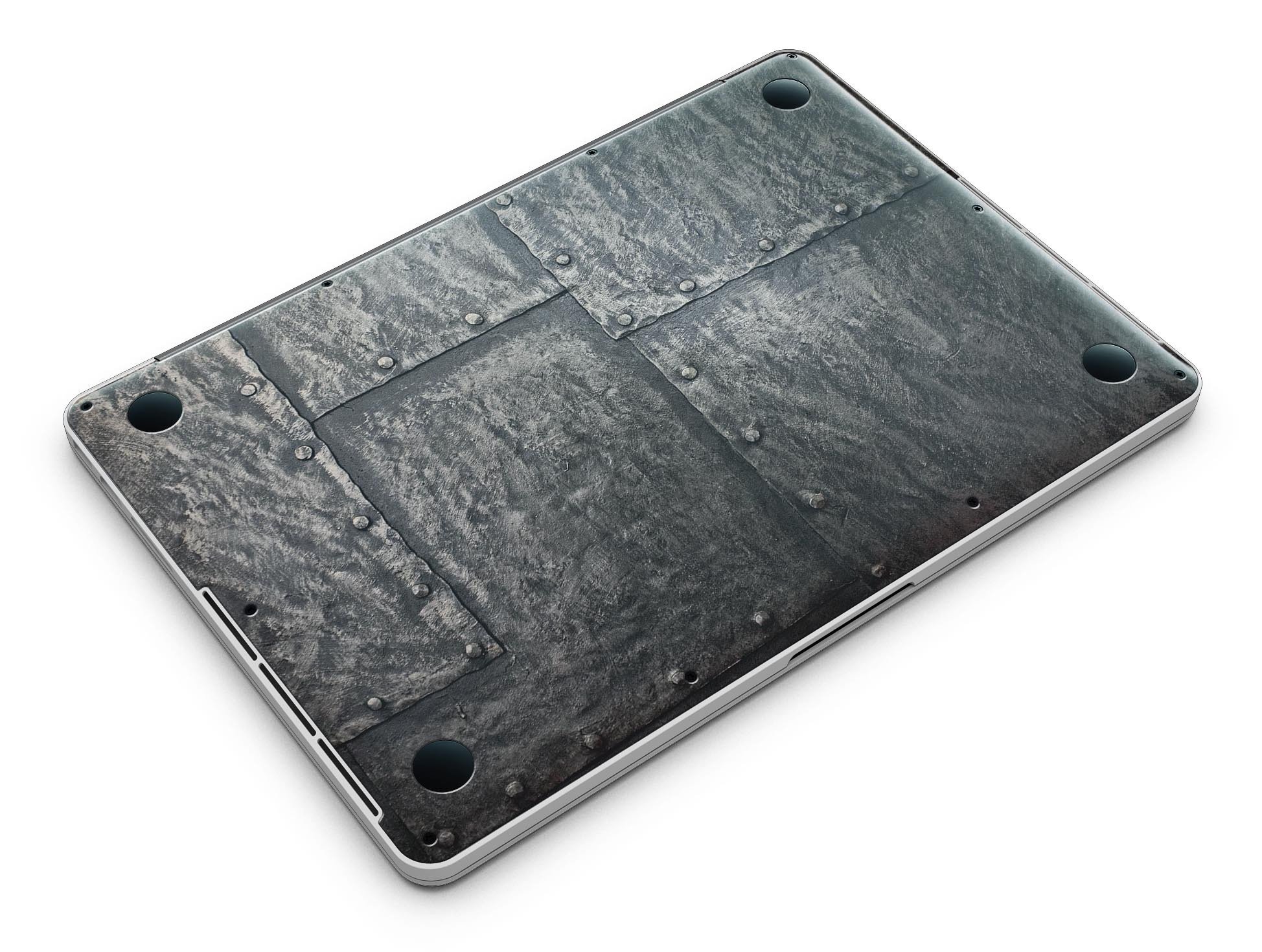 Bolted steel plates for MacBook Pro with Retina Display, showcasing a sleek design and premium vinyl material.