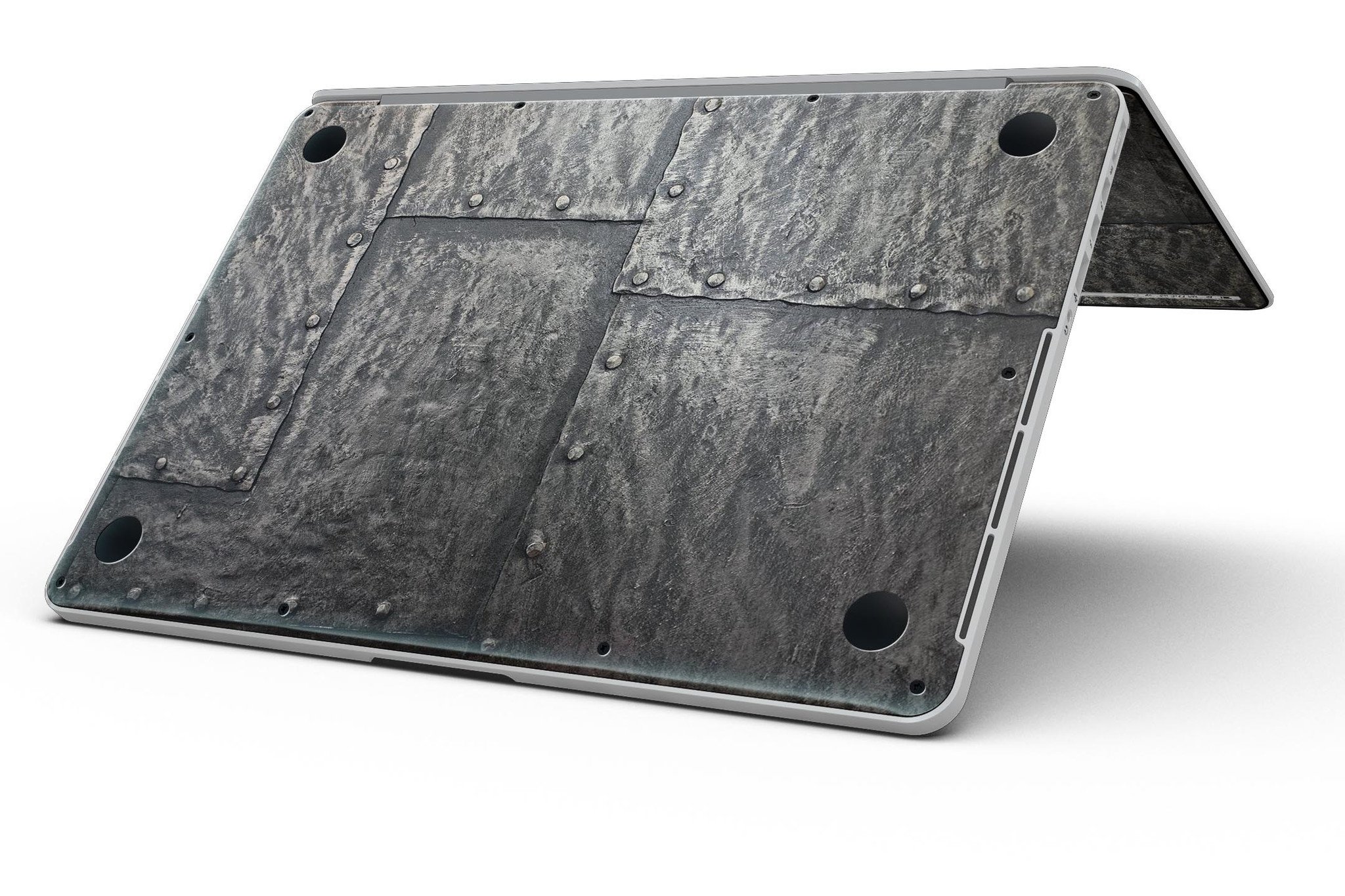 Bolted steel plates for MacBook Pro with Retina Display, showcasing a sleek design and premium vinyl material.