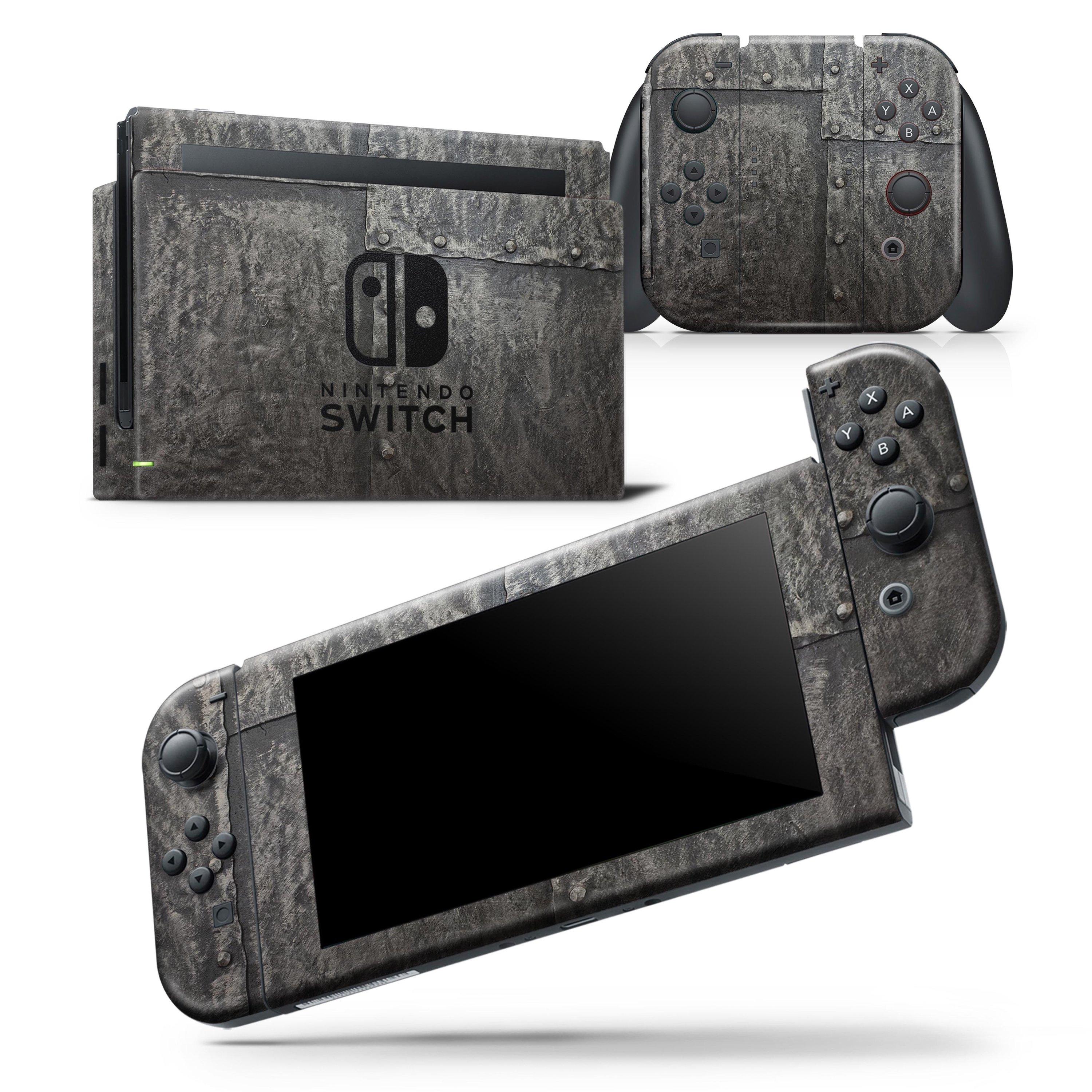 Bolted Steel Plates skin wrap decal for Nintendo Switch Lite, showcasing a sleek design and premium vinyl material.