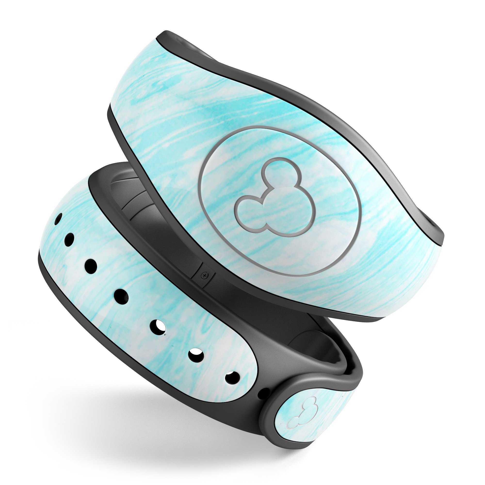 Bright Blue Textured Marble decal skin wrap kit for Disney Magic Band, showcasing vibrant blue marble design and high-quality finish.