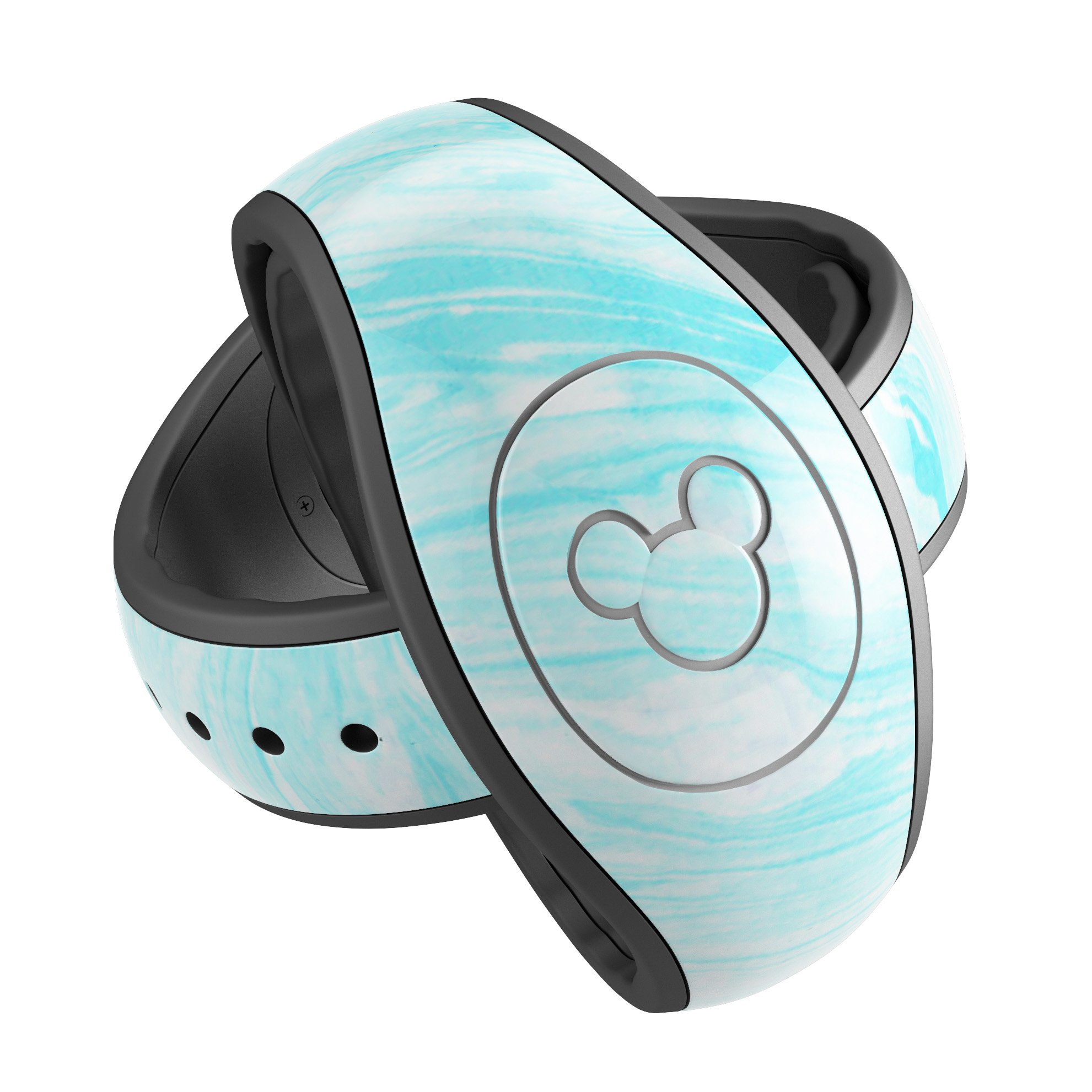 Bright Blue Textured Marble decal skin wrap kit for Disney Magic Band, showcasing vibrant blue marble design and high-quality finish.