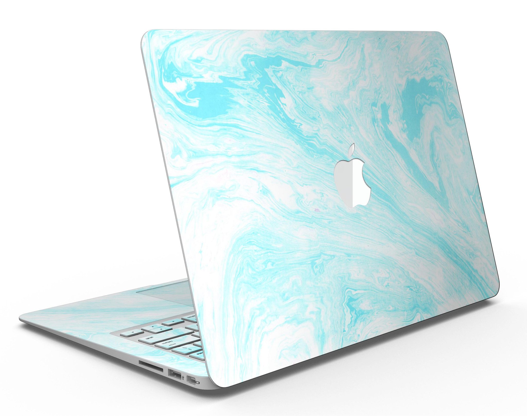 Bright Blue Textured Marble MacBook Air Skin Kit showcasing a vibrant marble design for stylish protection.