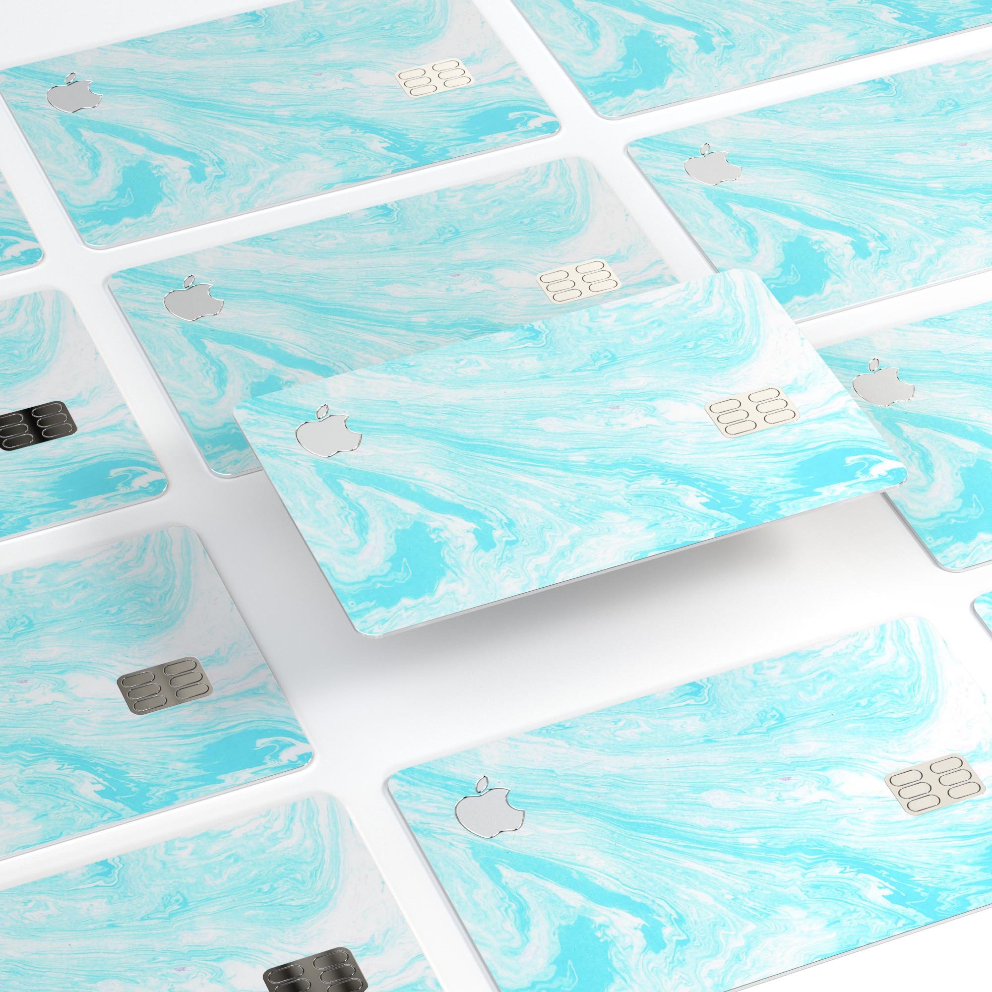 Bright Blue Textured Marble decal skin for Apple Card, showcasing a vibrant marble design with a glossy finish.
