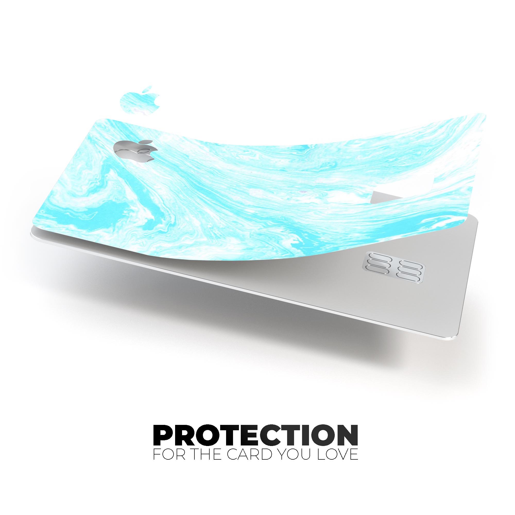 Bright Blue Textured Marble decal skin for Apple Card, showcasing a vibrant marble design with a glossy finish.