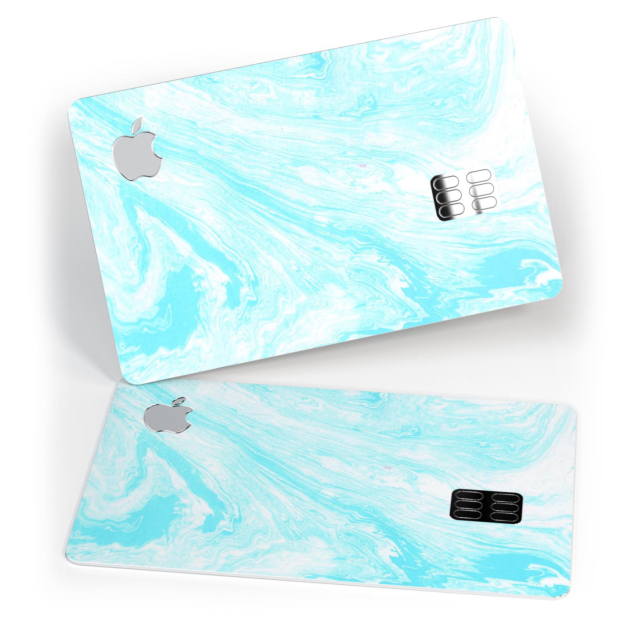 Bright Blue Textured Marble decal skin for Apple Card, showcasing a vibrant marble design with a glossy finish.