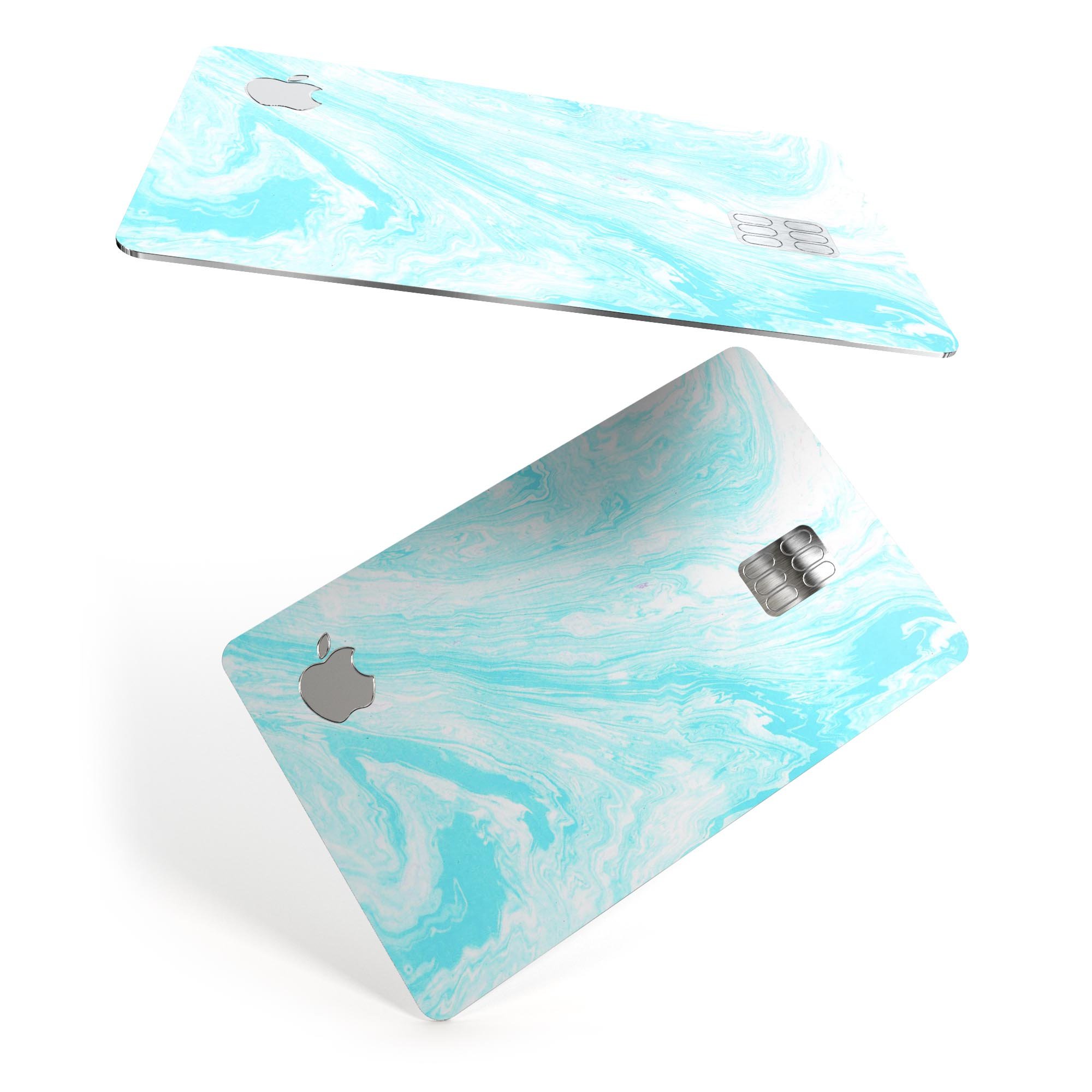 Bright Blue Textured Marble decal skin for Apple Card, showcasing a vibrant marble design with a glossy finish.
