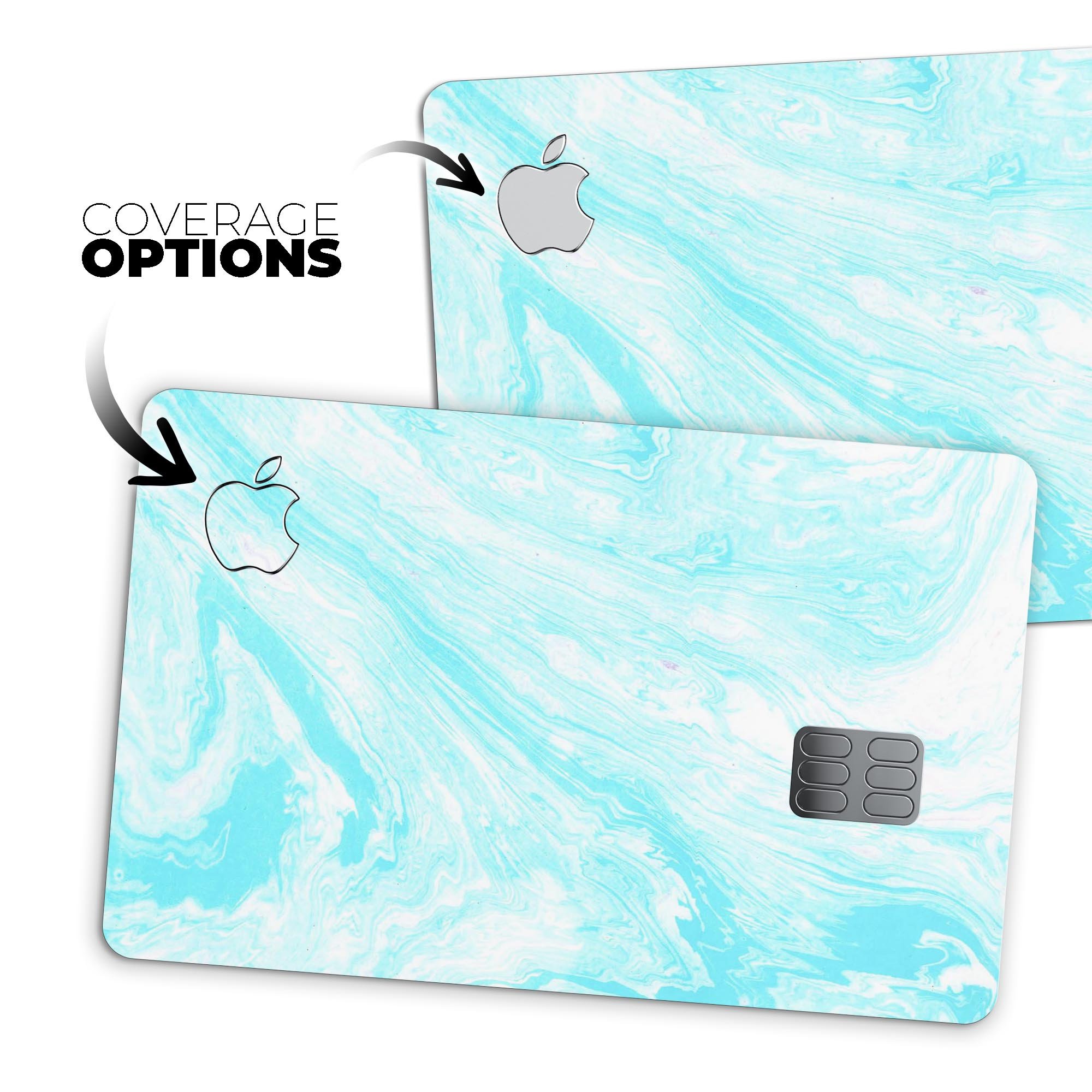 Bright Blue Textured Marble decal skin for Apple Card, showcasing a vibrant marble design with a glossy finish.